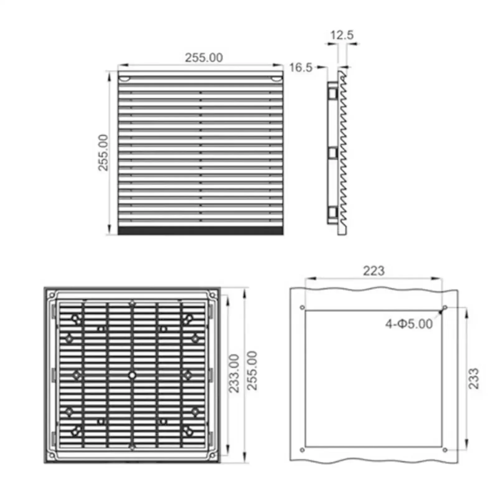 255x255mm Electronic Enclosures Ventilation Filter For Control Panels FK9805 Compatible With 17250 Axial Fan And 22060 Cooling Fan Keeps Electronics Cool And Dust Free Durable Panel Mount Accessory - Image 2