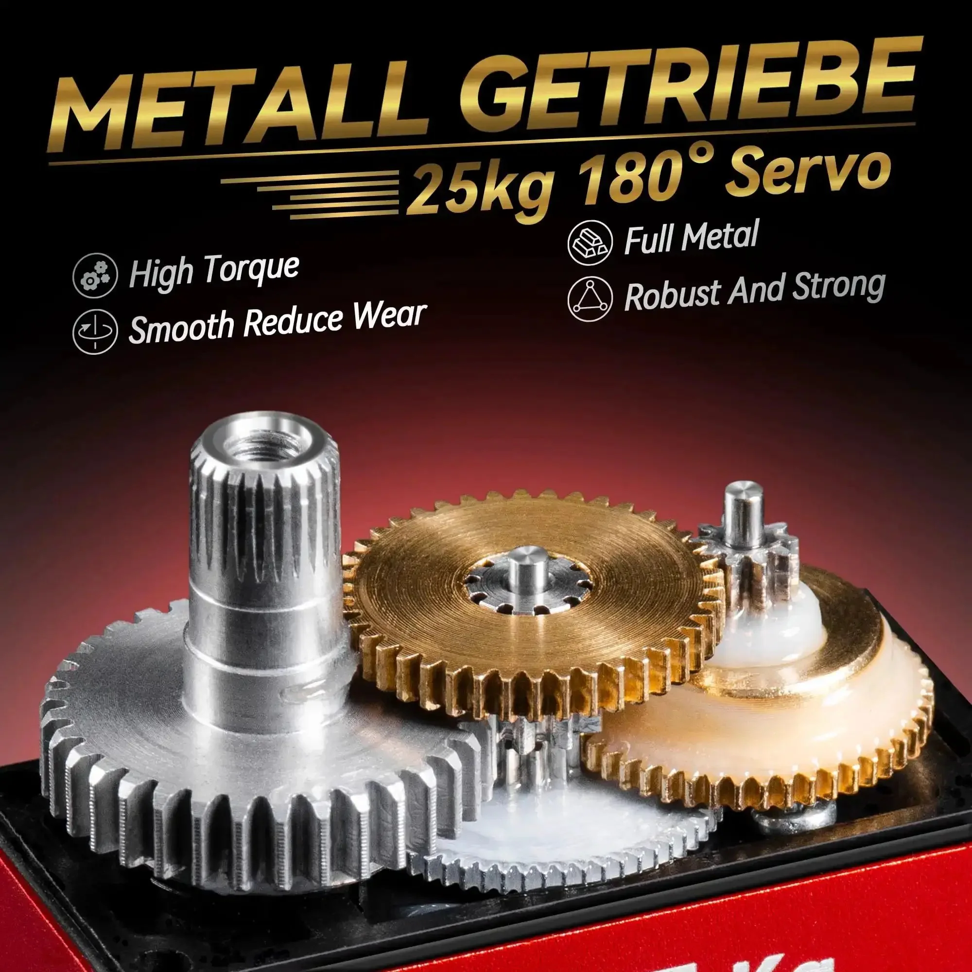 25Kg High Torque RC Servo Motor With Metal Gear Waterproof And Durable For One Eighth And One Tenth Scale RC Cars Includes 25T Horn 180 Degree Steering Double Ball Bearing Quiet Smooth Stable Torque - Image 5