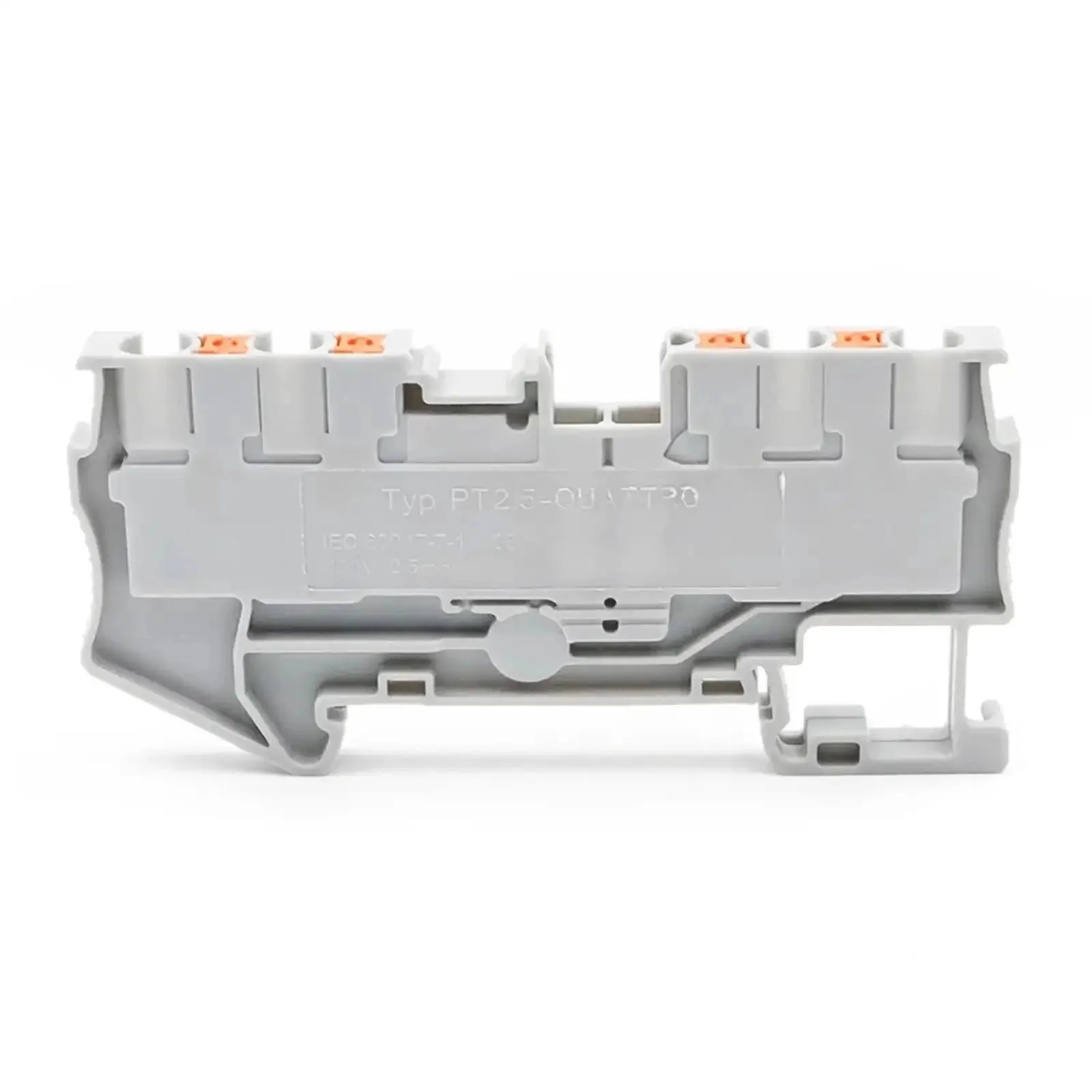 2.5mm2 4 Wire Terminal Block For DIN Rail With Spring Clamp, Orange, Compact Electrical Connection, 50 Pack, Quattro Style Terminal Blocks For Industrial Panels - Image 2