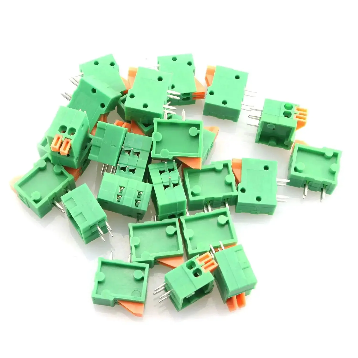 25Pcs 2 Pole Spring Clip PCB Terminal Block Connector Set 2.54mm Pitch For 26 20AWG Wires 150V AC 2A Max Easy Install Wire To Board Power And Signal Connector Pack - Image 2