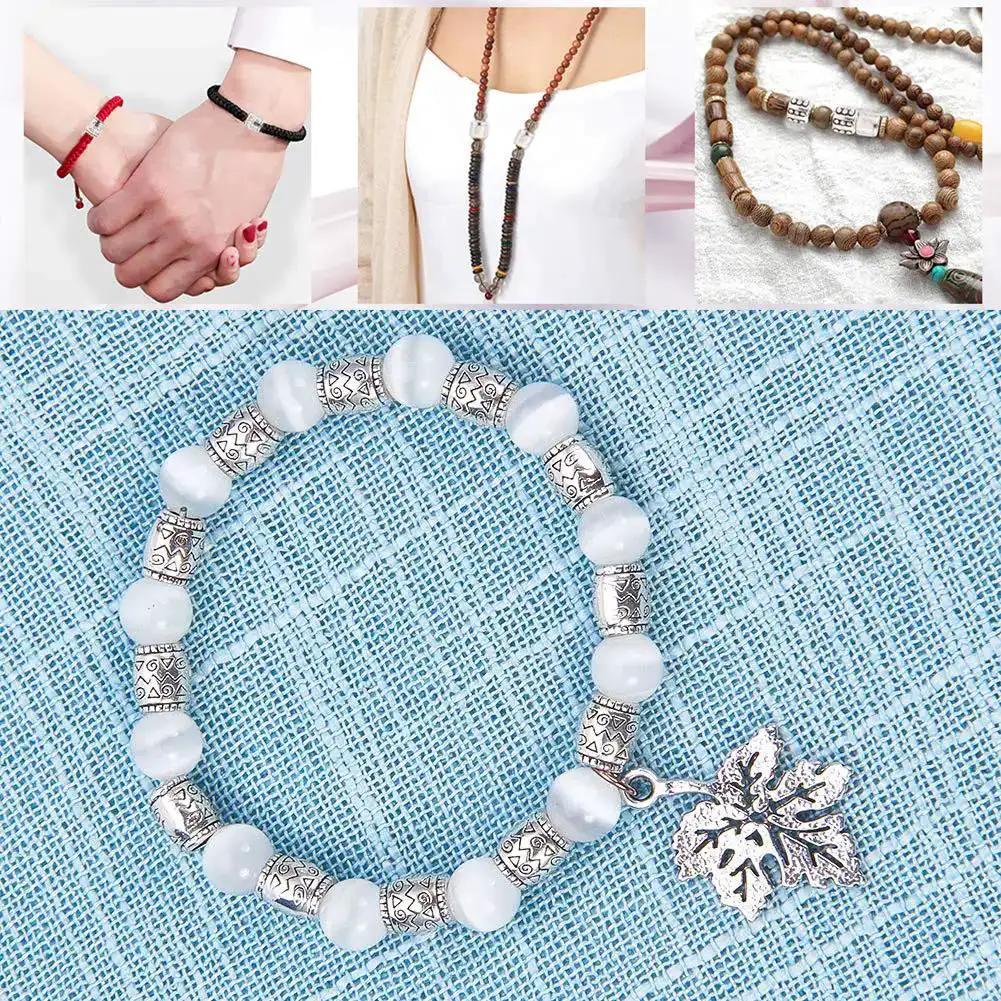 260 Pcs Tibetan Spacer Beads Set 7 Styles Antique Silver Column Tube Metal Spacers For Bracelet Necklace Jewelry Making Hole 1.5 To 3.5 mm Great For DIY Jewelry Projects And Bead Crafts - Image 6
