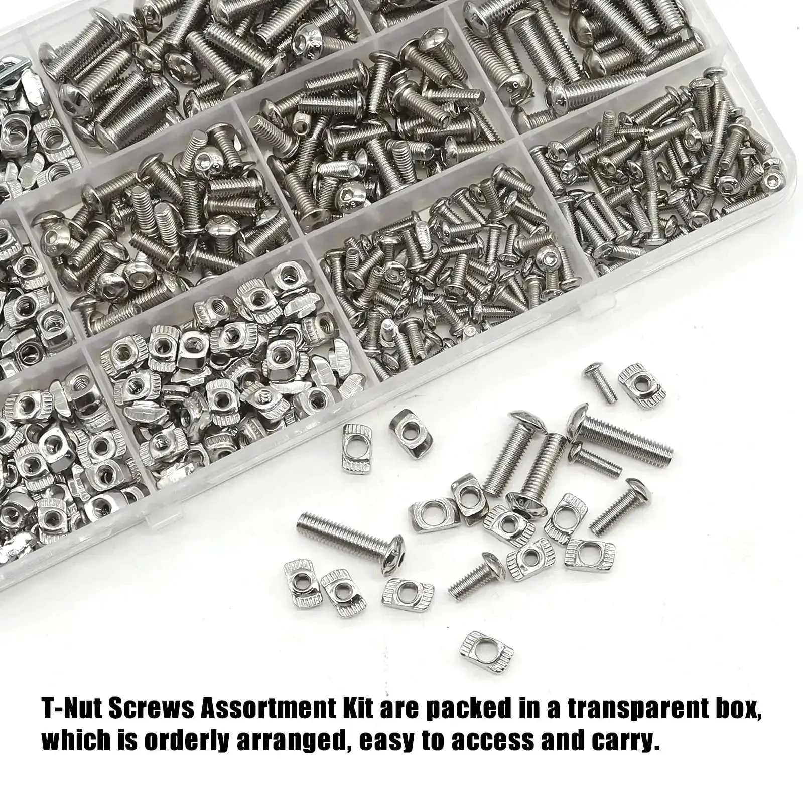 260 Piece T Nuts And Screws Kit For M-LOK And 2020 Aluminum Profiles, 50 M3 T Nuts With M3x8mm And M3x10mm, 40 M4 T Nuts With M4x10mm And M4x12mm, 40 M5 T Nuts With M5x16mm And M5x20mm, Includes Hex Wrenches - Image 3