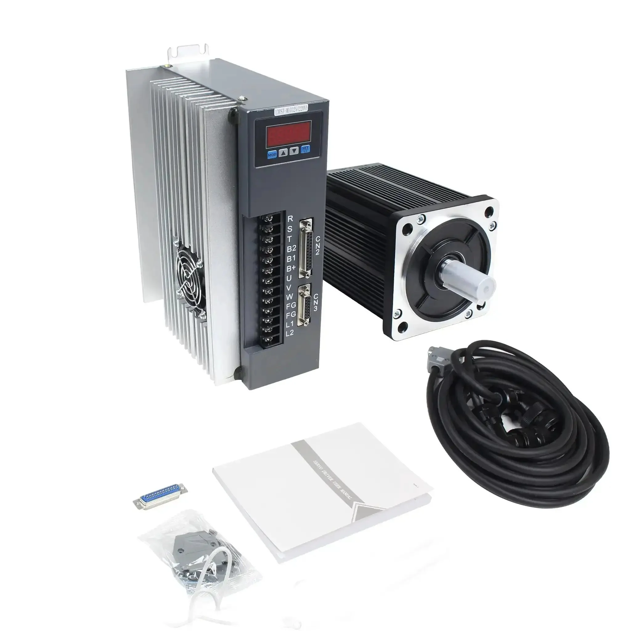 2.6KW 220V Servo Motor Kit With Driver And CNC Controller For Engravers And Milling Machines Or Robots Large Torque High Precision Easy Integration Without Brake