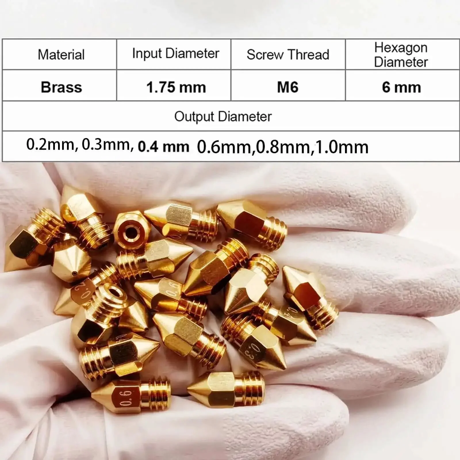 26Pcs Ender 3 Nozzles Kit MK8 Brass 3D Printer Nozzles 0.2mm 0.3mm 0.4mm 0.6mm 0.8mm 1.0mm For Ender 3 Pro V2 Ender 3 Max Ender 3 S1 Ender 3 Neo And CR10 Quick Swap High Flow Smooth Prints Everyday DIY Tool - Image 4