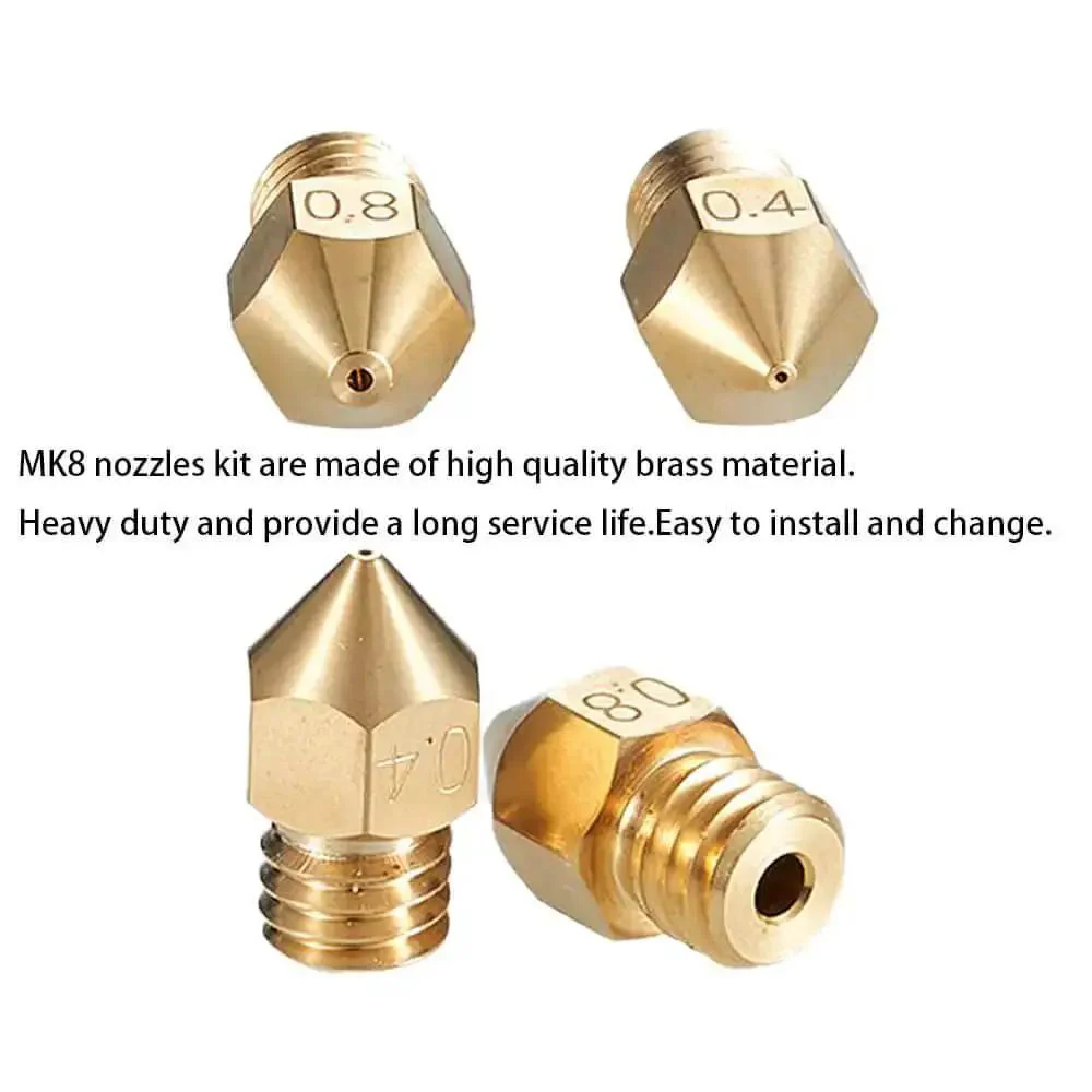 26Pcs Ender 3 Nozzles Kit MK8 Brass 3D Printer Nozzles 0.2mm 0.3mm 0.4mm 0.6mm 0.8mm 1.0mm For Ender 3 Pro V2 Ender 3 Max Ender 3 S1 Ender 3 Neo And CR10 Quick Swap High Flow Smooth Prints Everyday DIY Tool - Image 7