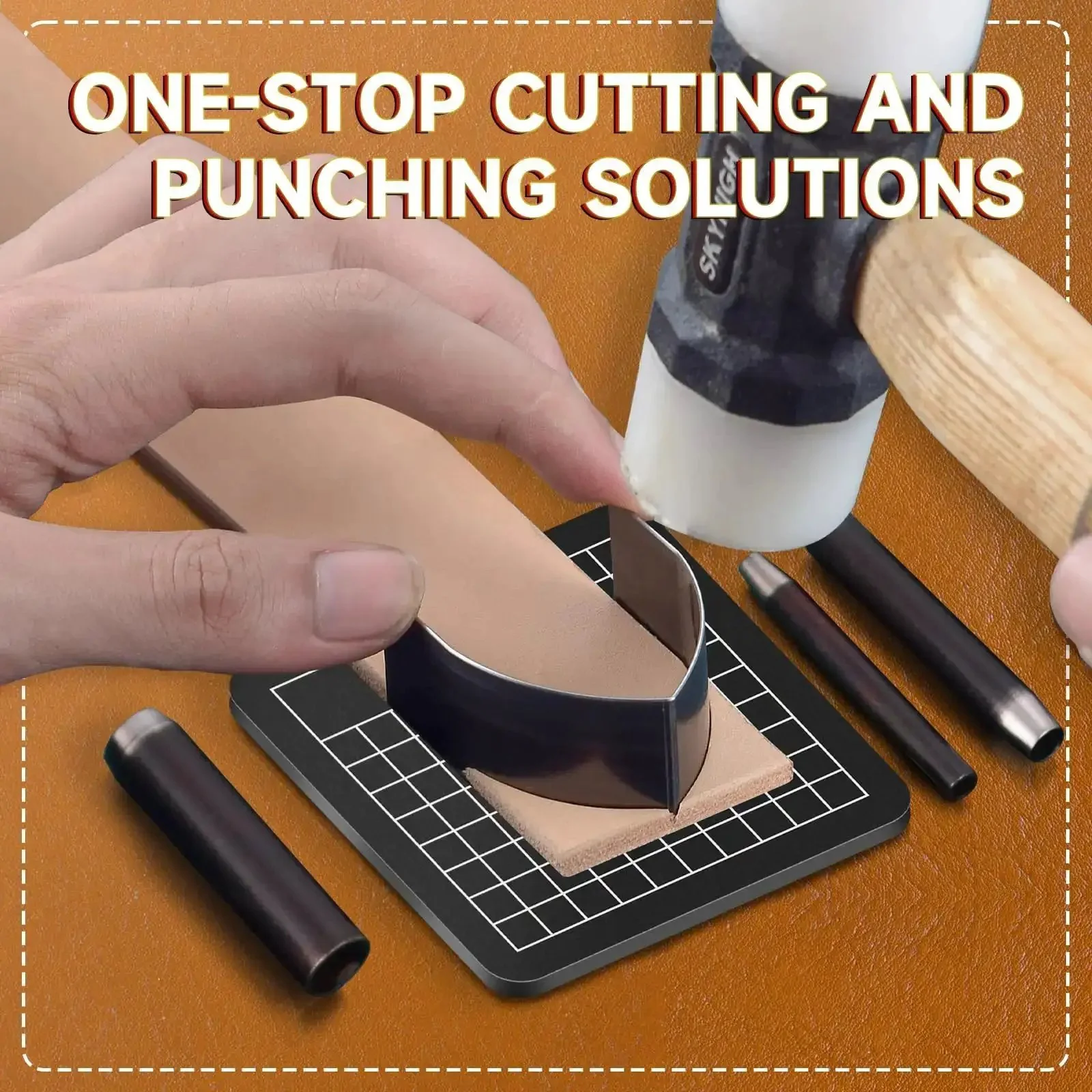 27 Piece Leather Punch Kit With 9 Round Punches And 18 Specialty Punches For Leatherworking Includes EVA Case And Rubber Mat For Belts Straps And Bags Pro Grade Do It Yourself Friendly Belt End Punch Set - Image 5