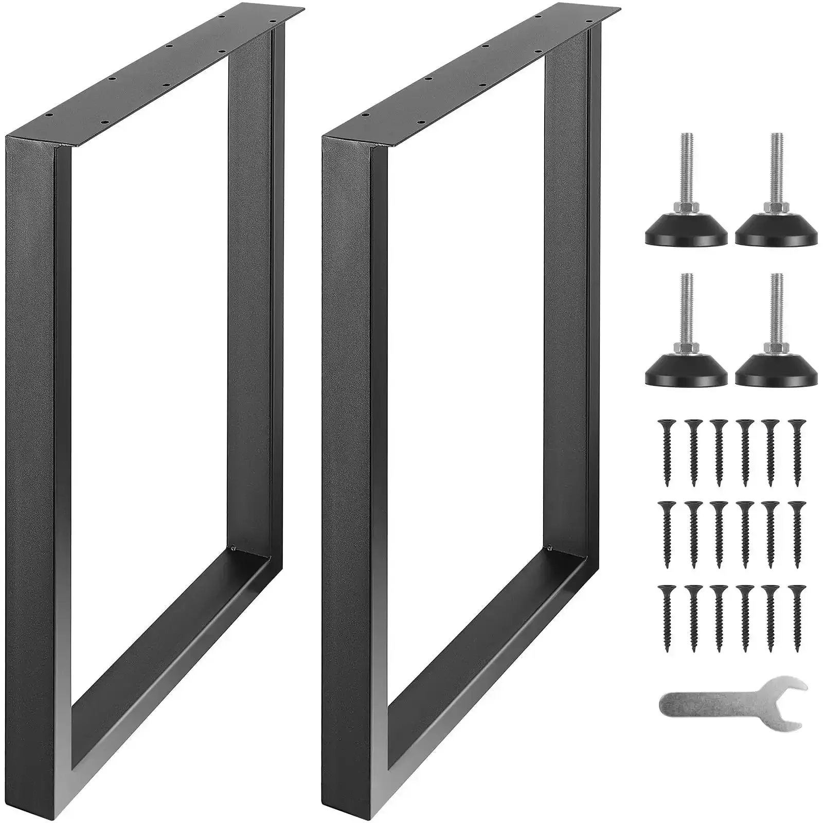 28 Inch Adjustable Square Steel Table Legs Set Of 2 Heavy Duty Desk Legs With 1000 Lb Load Capacity Rust Proof Matte Black Finish Quick Install For DIY Furniture Support