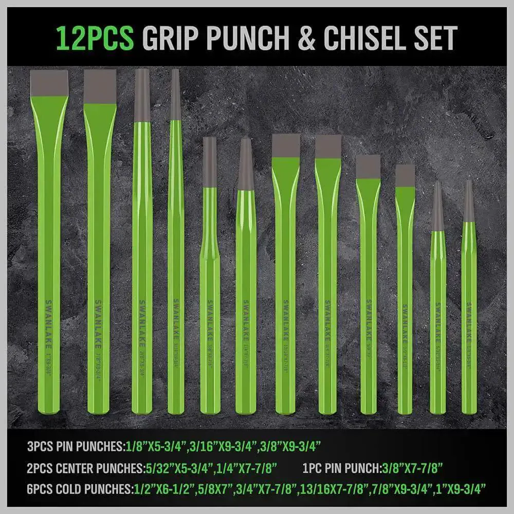 28 Piece Punch And Chisel Set With Pin Punches Taper Punches Cold Chisels And Center Punches For Automotive Metalworking And Mechanical Tasks Pro Grade Chrome Vanadium And Carbon Steel Tools Durable Beefy And Versatile Hand Tool Kit - Image 8