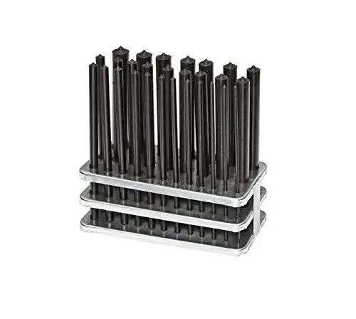 28 Piece Transfer Punch Set For Precise Hole Layout And Transfer, Ranging From 3/32 To 1/2 Inch By 64ths And 17/32 Inch, Undersize Tolerance.0025, Hardened Tool Steel, 4 7/8 Inch Length, Black Oxide Finish, Indexed Stand For Accurate Hole Transfer - Image 2