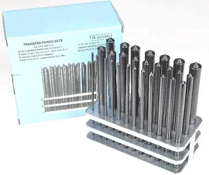 28 Piece Transfer Punch Set For Precise Hole Layout And Transfer, Ranging From 3/32 To 1/2 Inch By 64ths And 17/32 Inch, Undersize Tolerance.0025, Hardened Tool Steel, 4 7/8 Inch Length, Black Oxide Finish, Indexed Stand For Accurate Hole Transfer - Image 5