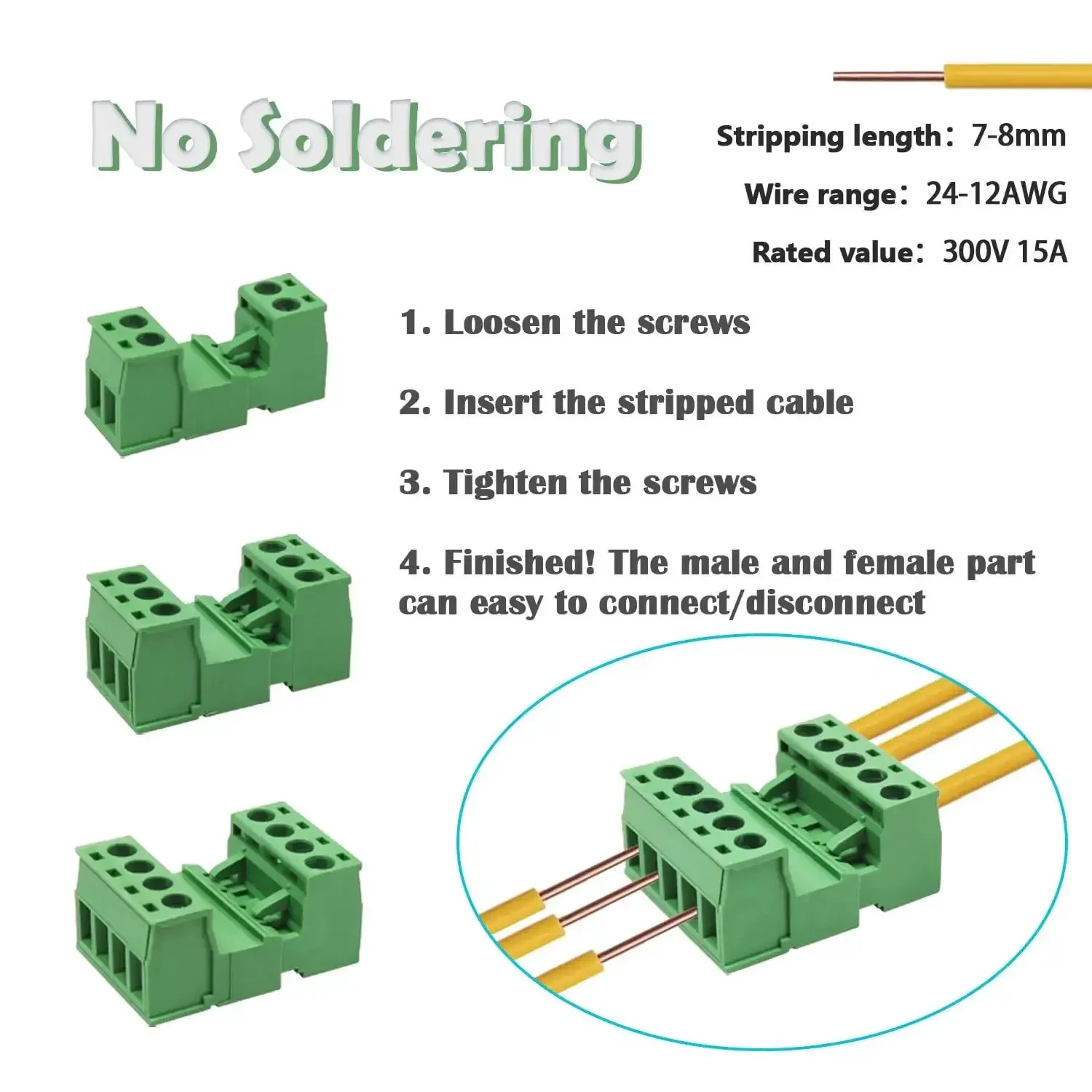 28 Sets Screw Terminal Block Connector Assortment Kit With 5.08mm Pitch Pro Grade Quality Includes 2 Pin 3 Pin 4 Pin 5 Pin Connectors For 24 To 12 AWG Cable On PCB OLA007 - Image 3