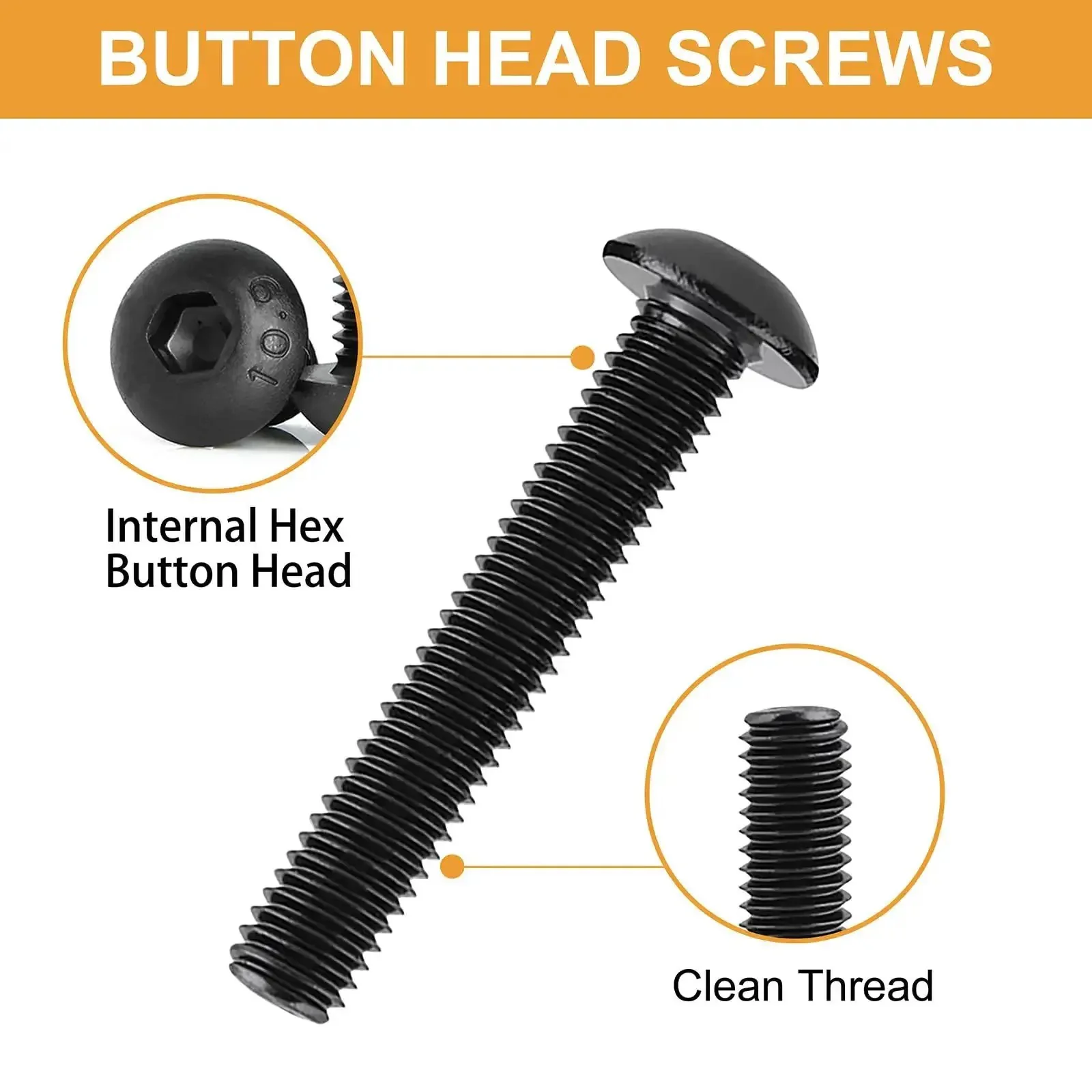 288 Piece Metric Fastener Kit With M6 M8 Button Head Hex Socket Cap Screws Bolts Nuts And Washers In Grade 10 9 Alloy Steel Black Oxide Fully Threaded Built To Last For DIY Furniture Repairs And Small Mechanical Projects - Image 5
