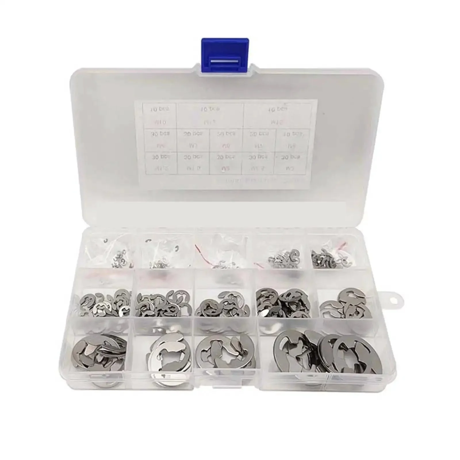 290 Piece E Clip Circlip Washer Kit In 304 Stainless Steel For 1.2 To 15 MM Shaft Sizes External Retaining Ring Clips Set Heavy Duty Assortment For Automotive Machinery And DIY Repairs For Pros And DIYers - Image 2