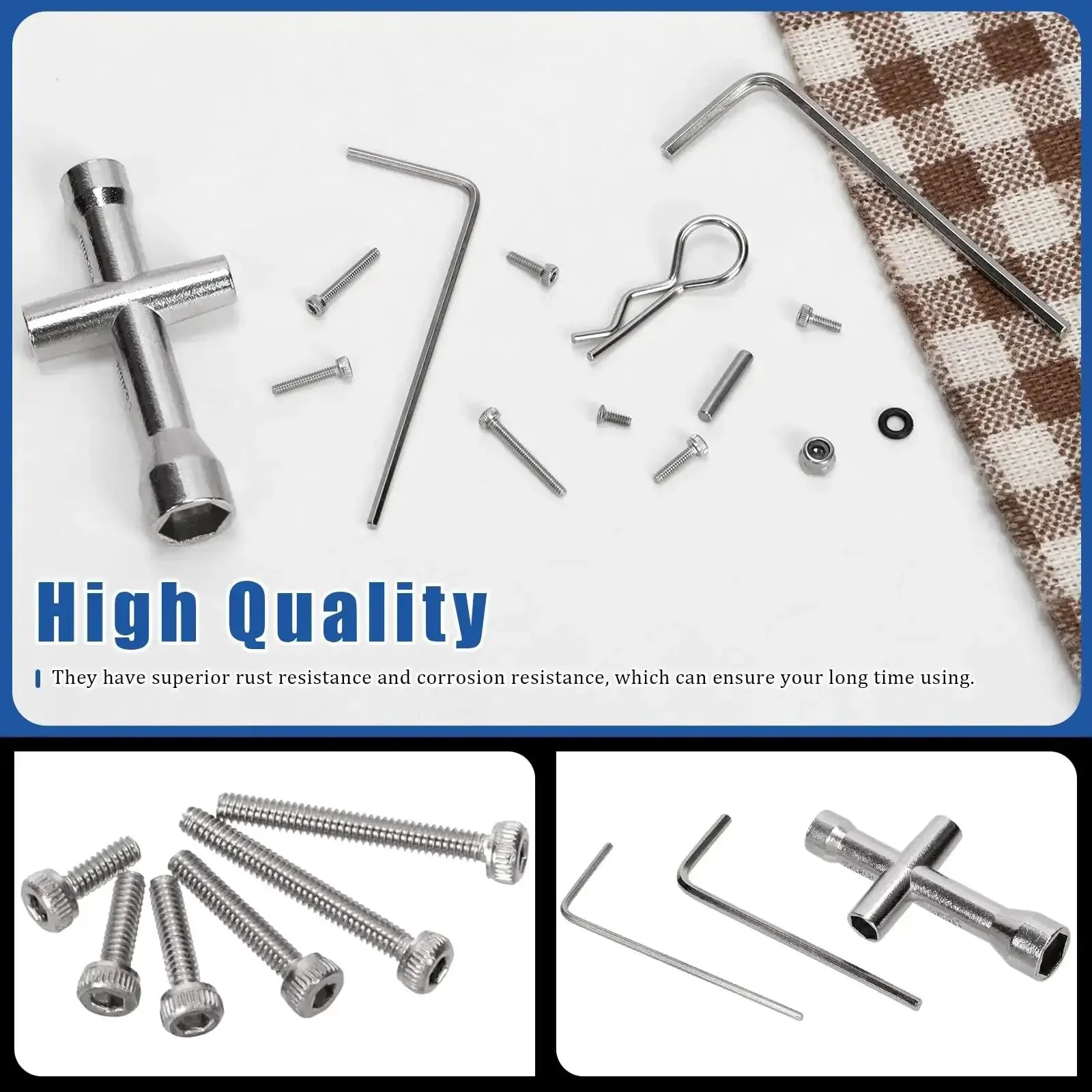 294 Piece M1.4 To 12Mm Universal RC Screw Kit With Hex Socket Cap Screws Button Head Screws Flat Head Phillips Screws Wheel Locknuts Hollow Pins Body Clips O Rings For Axial SCX24 One Twenty Four Crawler Trucks For Your RC Rigs - Image 6