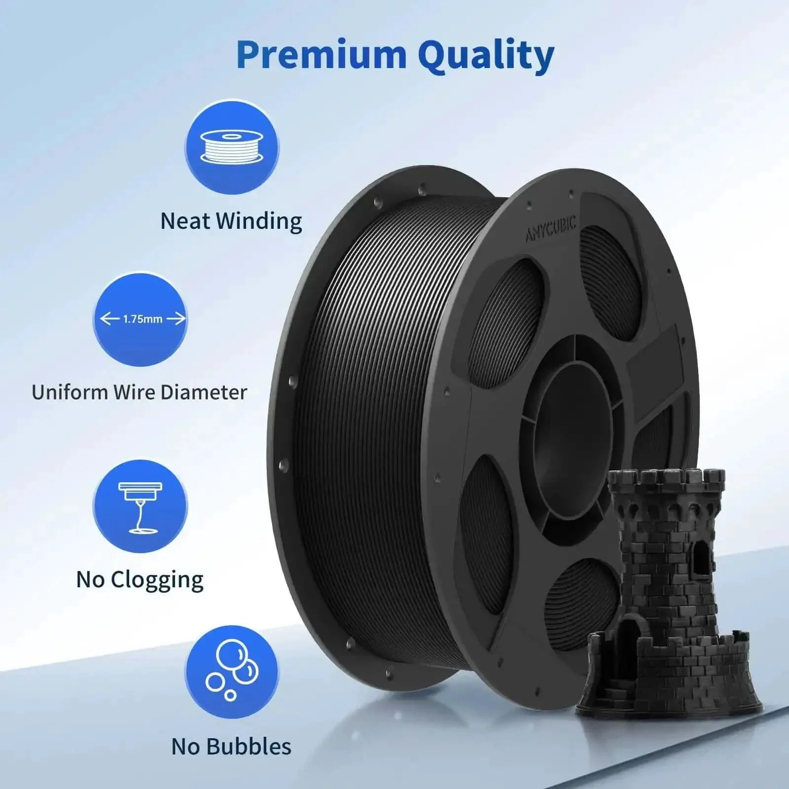 2Kg 1.75mm PLA Filament Bundle Two Black Spools Precise 0.02mm Tolerance Smooth Extrusion For Clean High Detail 3D Printing Compatible With Most FDM Printers Bang For Your Buck - Image 7