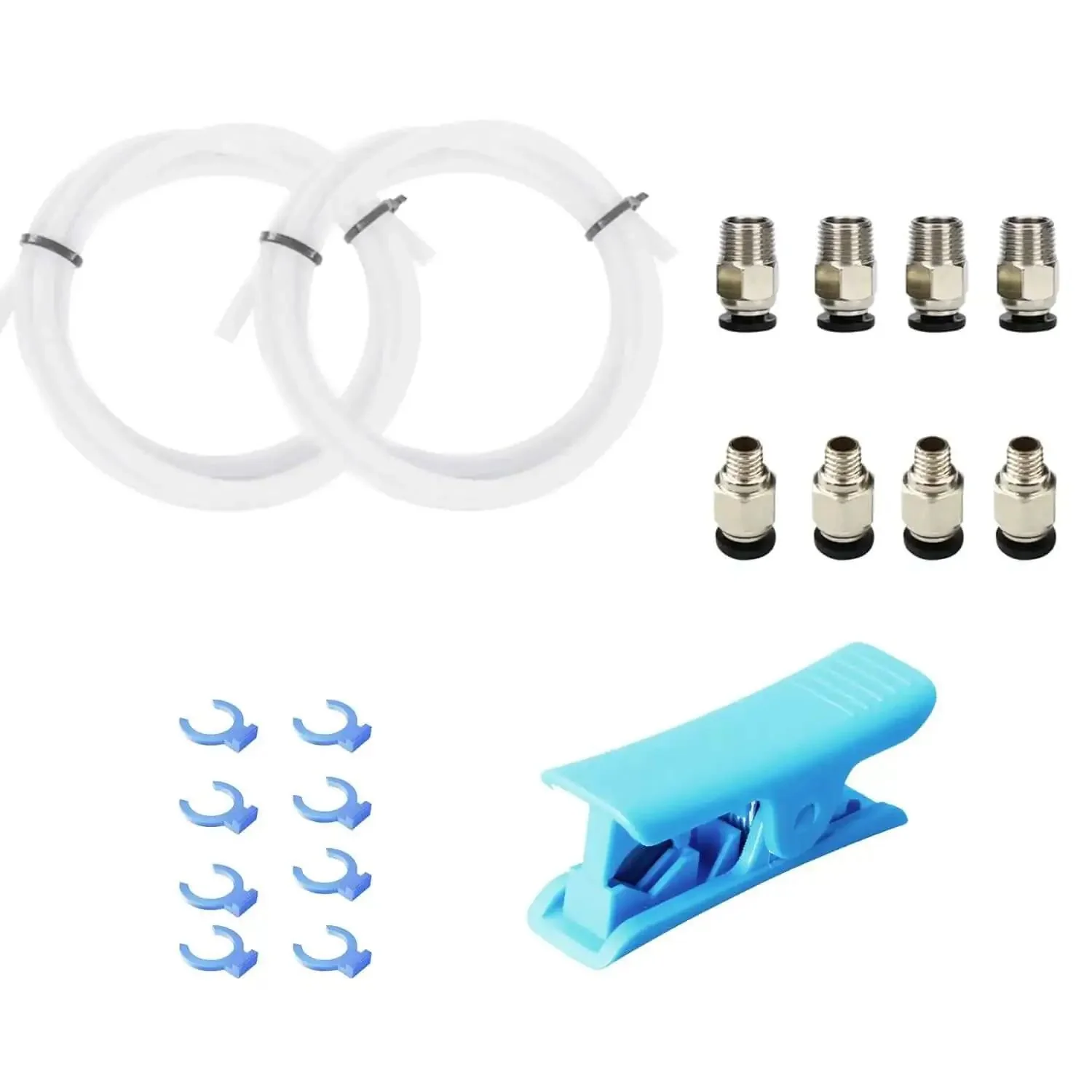 2M Bowden Tube For 3D Printing, PTFE Teflon Tubing With PC4 M6 And PC4 M10 Pneumatic Fittings, Tube Cutter Included, 1.75Mm Filament Compatible With Ender 3 Series