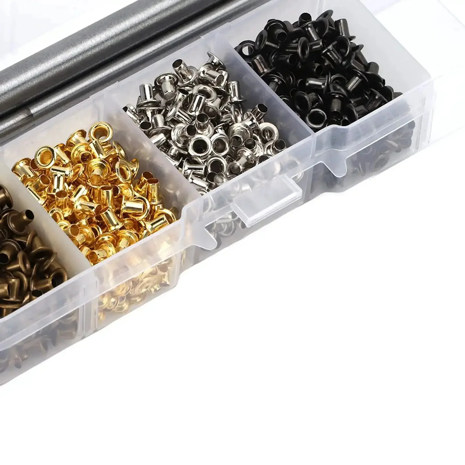 2mm Plated Copper Grommet Kit With Mini Eyelets And Plastic Storage Box For Shoelaces Belts And Craft Projects Durable Rust Resistant Hardware For Repairs Or Creative Upgrades - Image 3