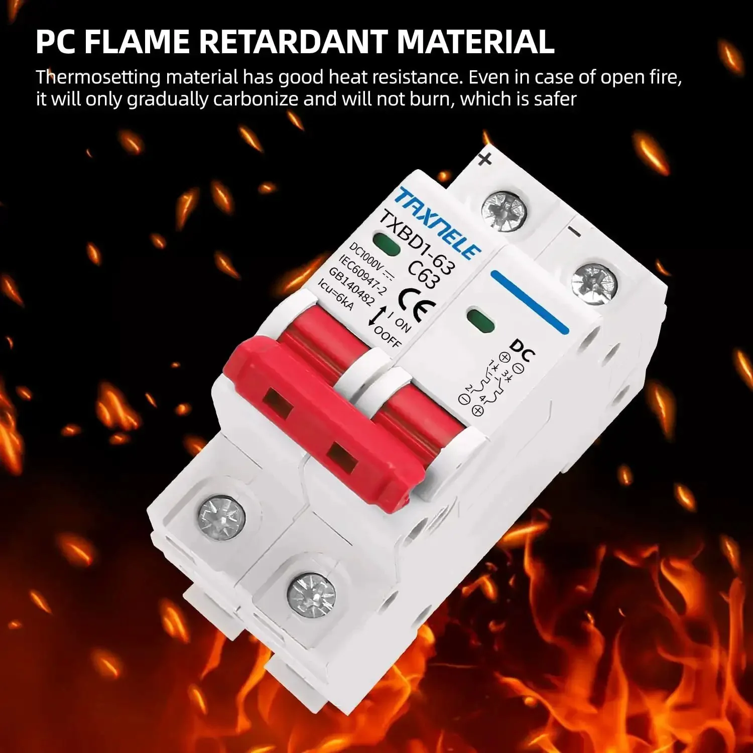 2P 1000V 63A Solar DC Mini Circuit Breaker With Thermal Magnetic Trip, DIN Rail Mount DC Disconnect Switch For Real World Solar PV Systems, Pro Grade Arc Quencher And Short Circuit Protection, Easy Install And Reliable Performance - Image 6