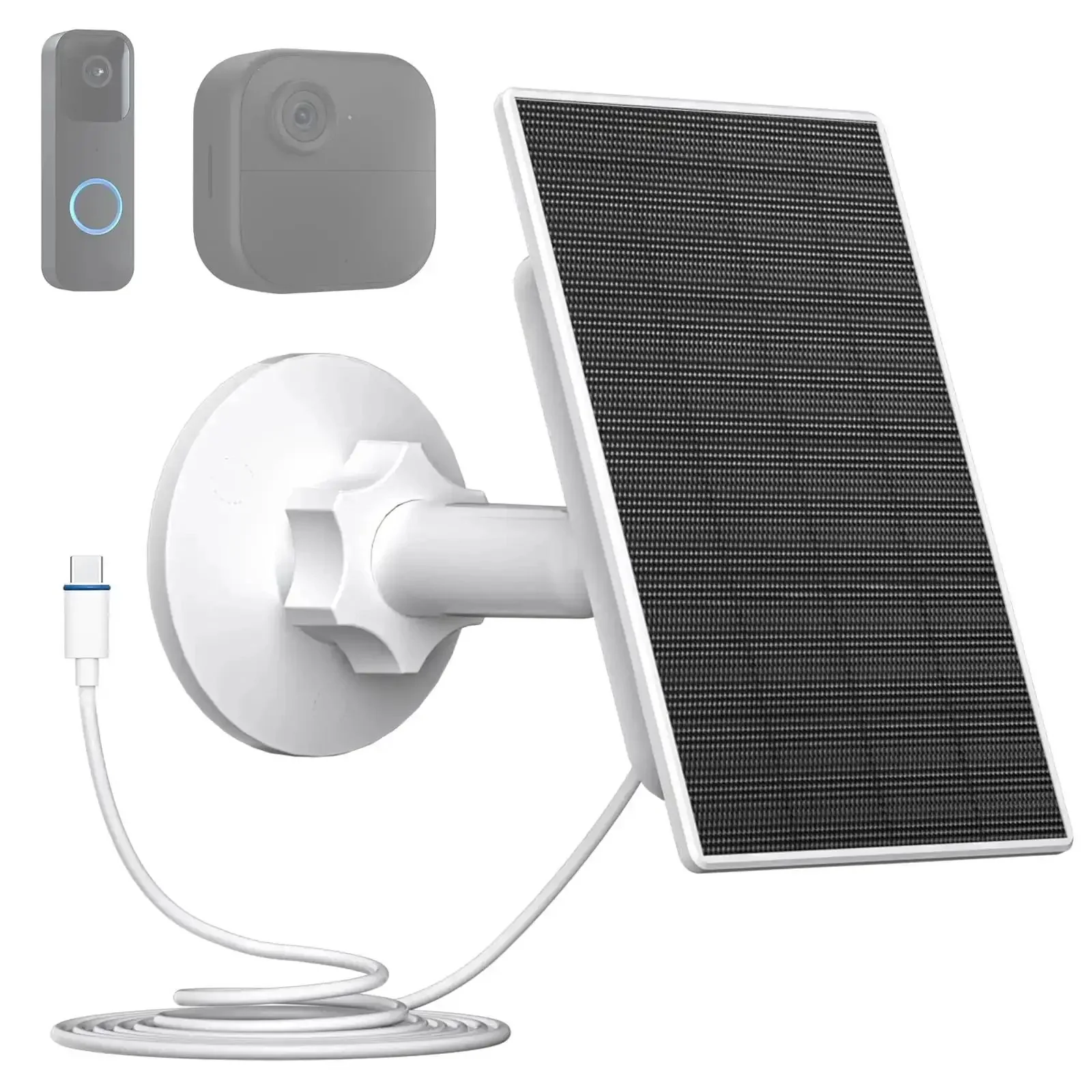 2W Solar Panel For Blink Outdoor 4 Camera And Video Doorbell USB C Solar Charger With 8.86 ft Cable And 360 Degree Adjustable Mounting Bracket Keeps Your Blink Cameras Powered By Sun