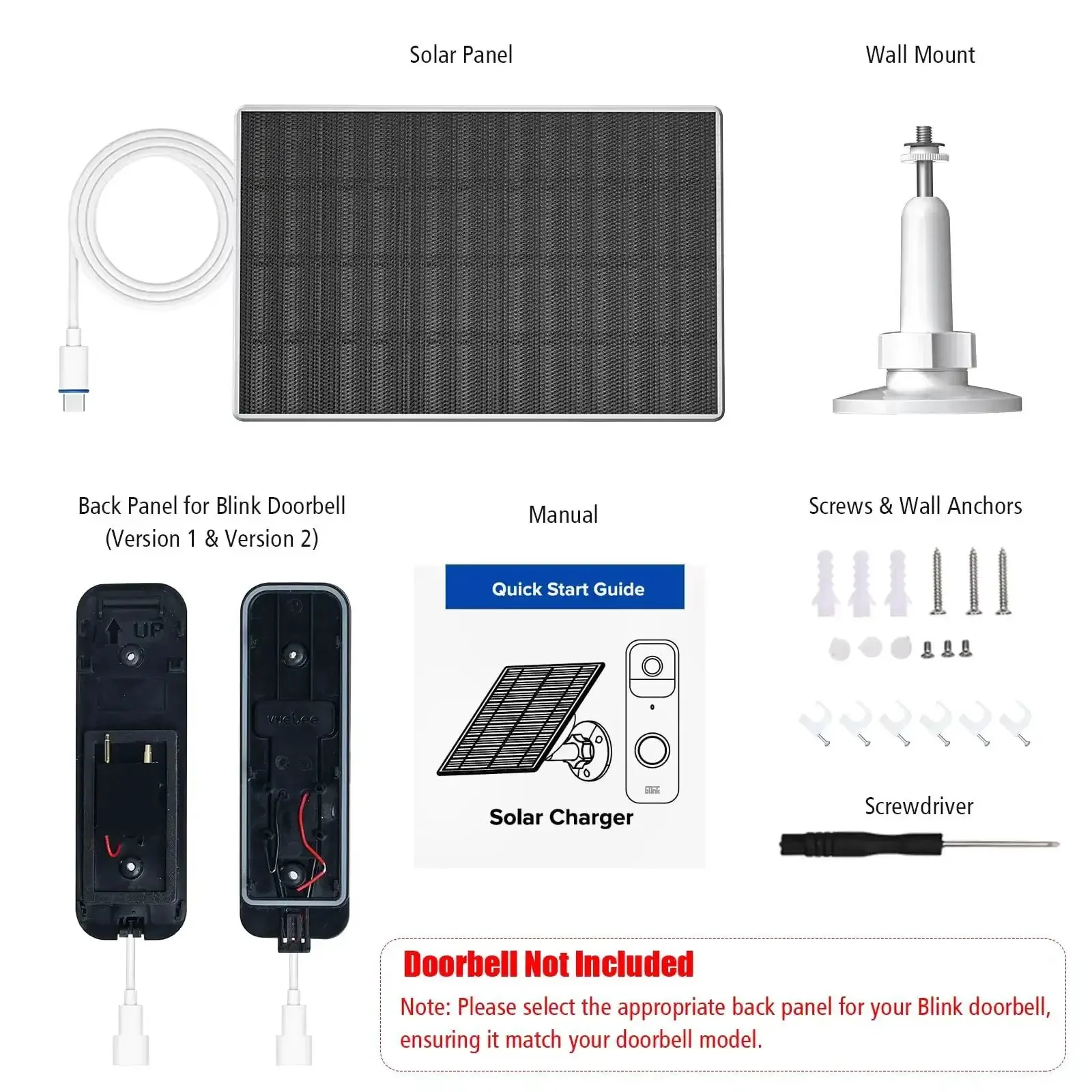 2W Solar Panel For Blink Outdoor 4 Camera And Video Doorbell USB C Solar Charger With 8.86 ft Cable And 360 Degree Adjustable Mounting Bracket Keeps Your Blink Cameras Powered By Sun - Image 2