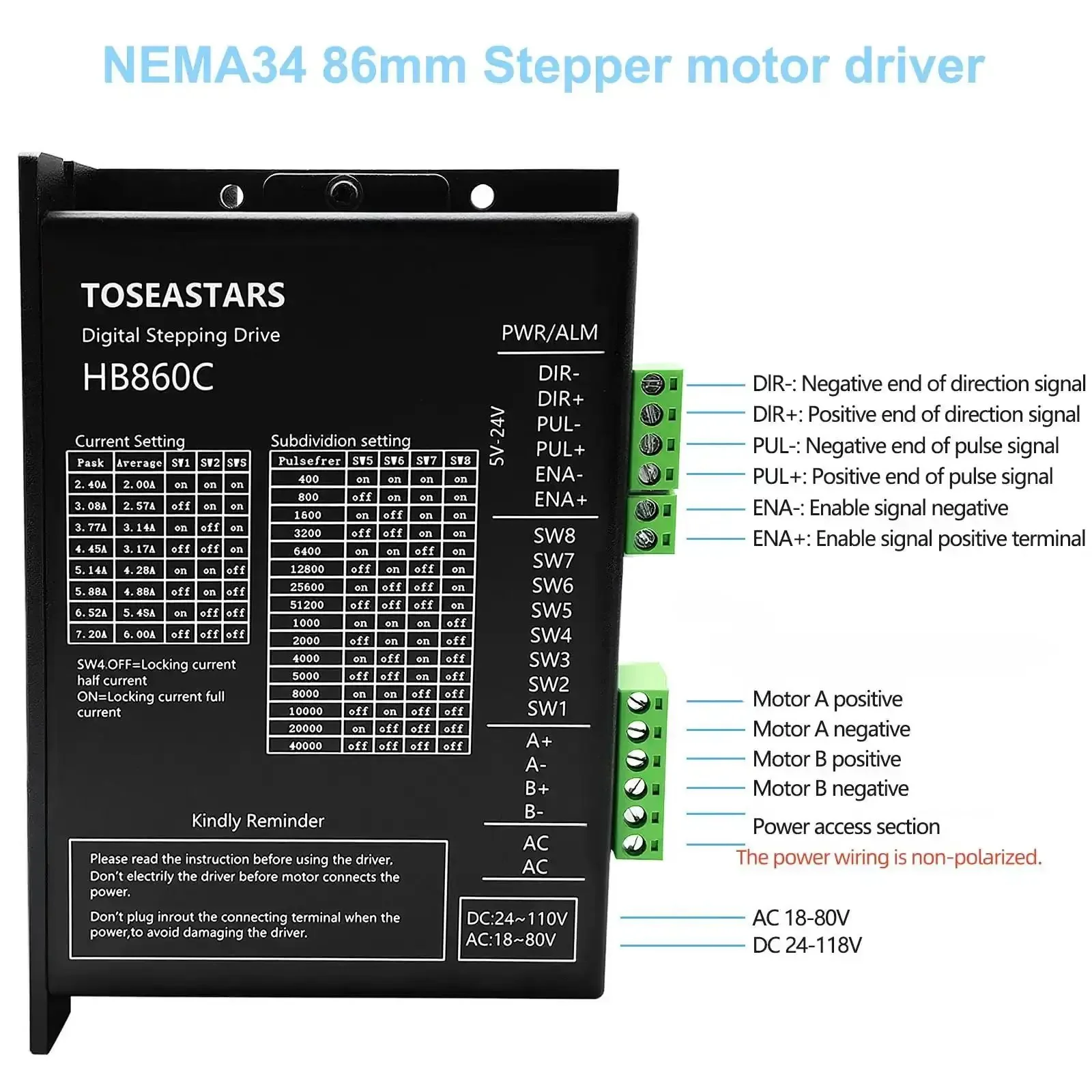 3 Axis Nema 34 Stepper Motor Kit CNC Controller With Beefy 8.5Nm Torque Motors, 1200ozin, 6A Drivers, 60V Power Supply, USB Mach3 Control Card For CNC Engraving Machine Router - Image 5