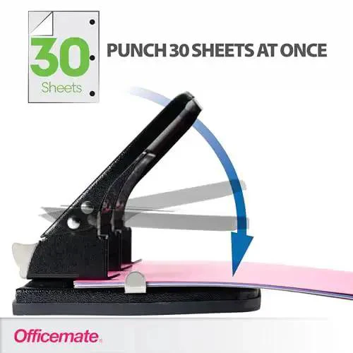 3 Hole Punch for Home Office, Medium Duty, 30 Sheet Capacity, Ergonomic Soft Grip Handles, Adjustable Paper Guide, Durable Metal Base, Black, Built Tough for Daily Use and Smooth No Nonsense Paperwork Prep - Image 10