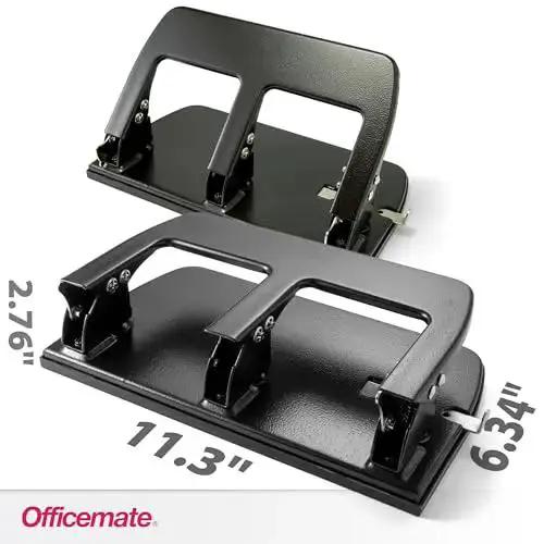 3 Hole Punch for Home Office, Medium Duty, 30 Sheet Capacity, Ergonomic Soft Grip Handles, Adjustable Paper Guide, Durable Metal Base, Black, Built Tough for Daily Use and Smooth No Nonsense Paperwork Prep - Image 8