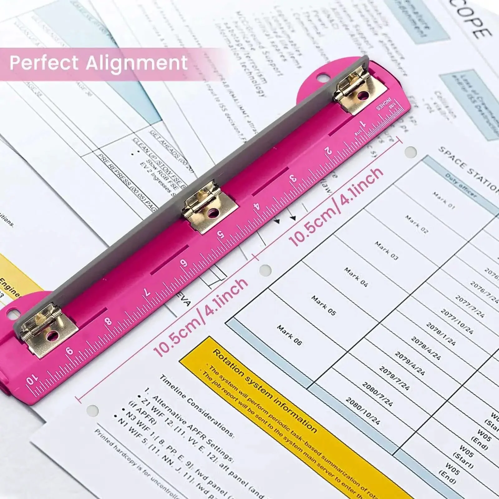 3 Hole Punch For Ring Binders With Built In Ruler, Handy Portable Paper Puncher, 5 Sheets Capacity, Durable ABS Plastic Construction, Stainless Steel Punch Heads For Clean Holes, Deep Pink No Fuss Office And School Supplies - Image 5