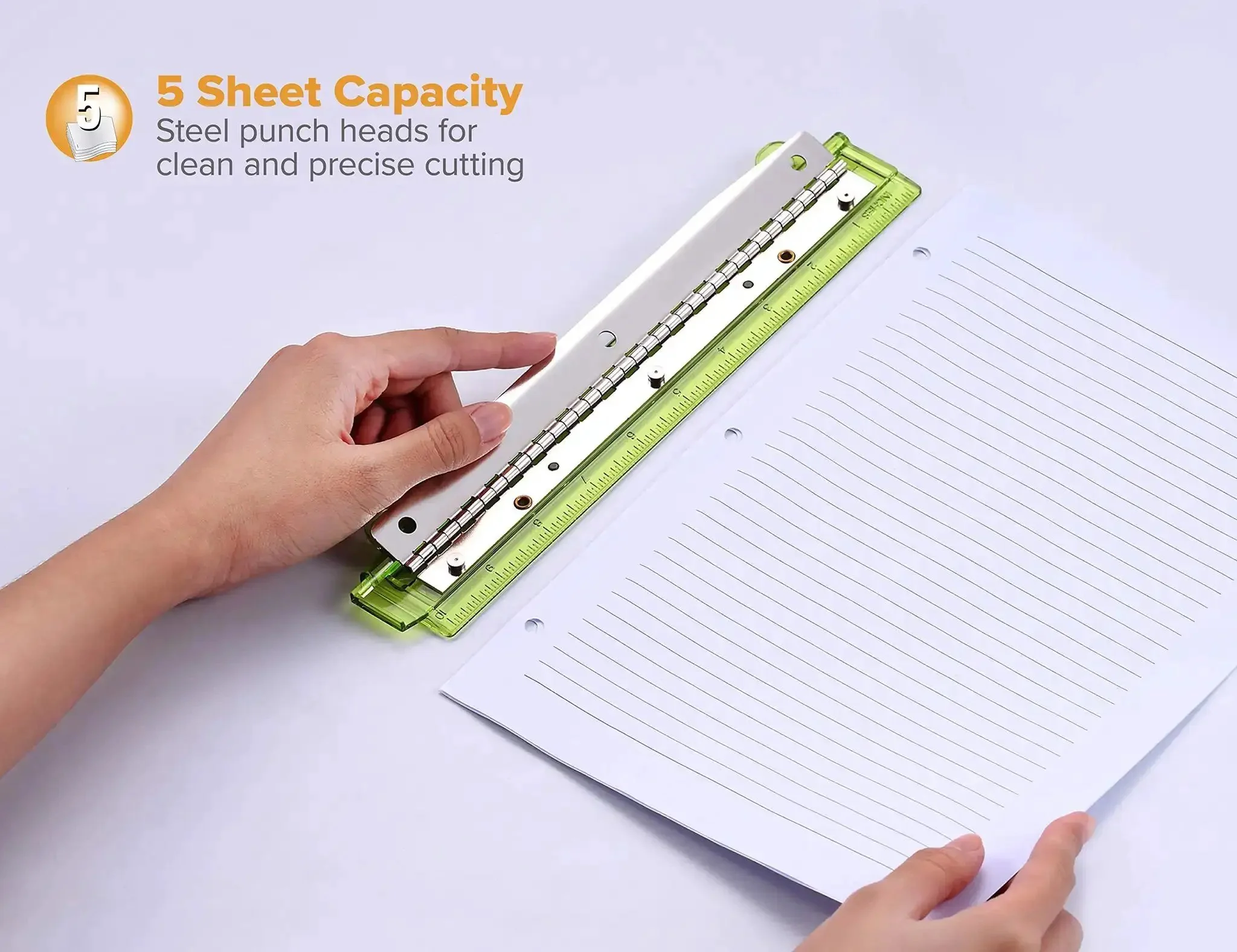 3 Hole Punch For Ring Binders With Integrated Ruler And Five Sheet Capacity Compact Travel Friendly Design In Assorted Colors That Fits Standard Binders And Delivers No Fuss Easy Paper Punching At Home Or In The Office - Image 7