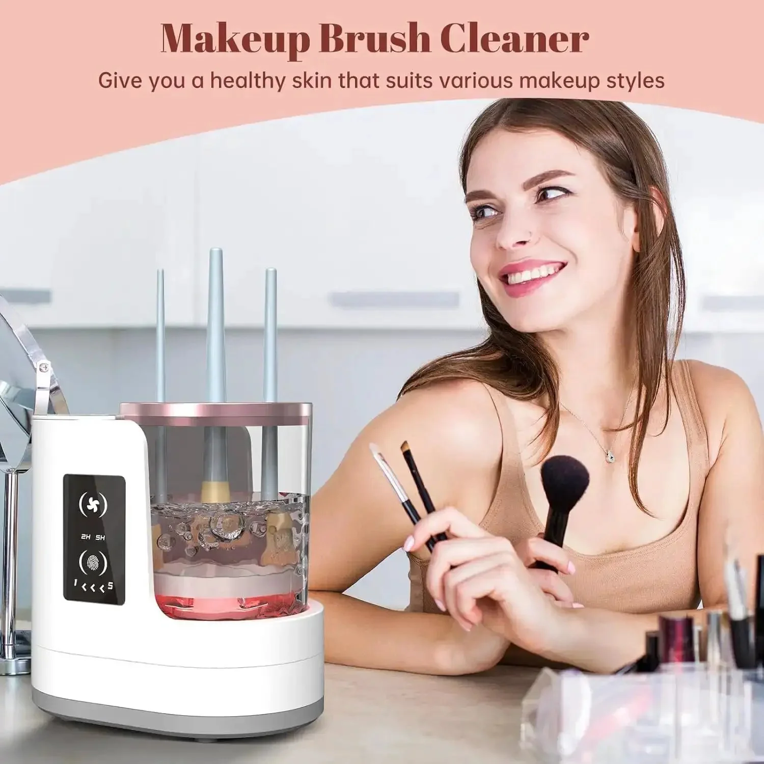 3 In 1 Electric Makeup Brush Cleaner Machine With Dryer Holder Portable USB Cleaner Tool For All Size Beauty Brushes Eyeshadow And Blush Brush Set Quick Spin Clean No Sweat Home Studio Must-Have - Image 5