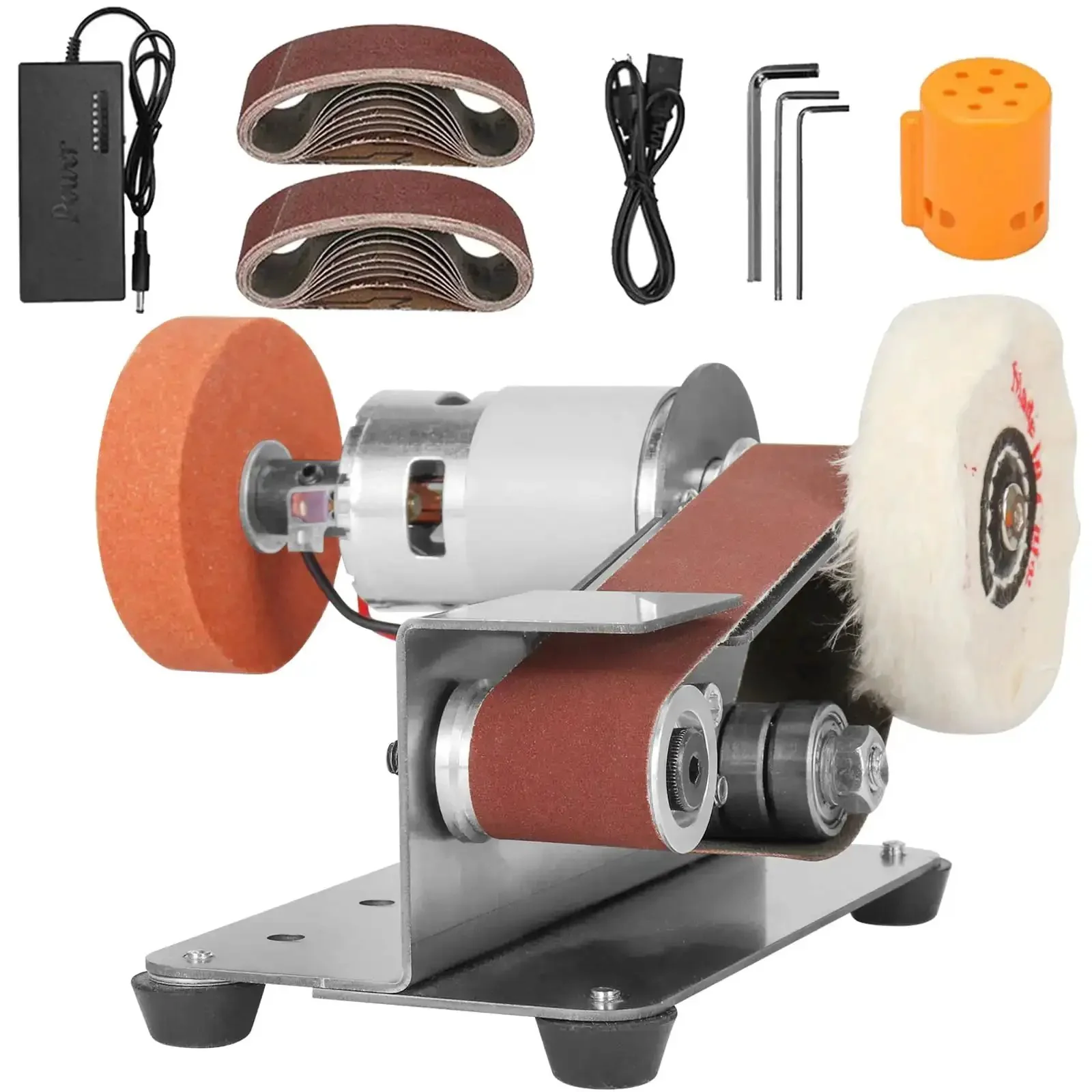 3 In 1 Mini Belt Sander With Knife Sharpener And Electric Bench Grinder For Metal And Wood DIY Handcraft Beast Mode Power Seven Speed Adjustable Polisher Includes Sanding Belts Great For Knife And Tool Sharpening For DIYers