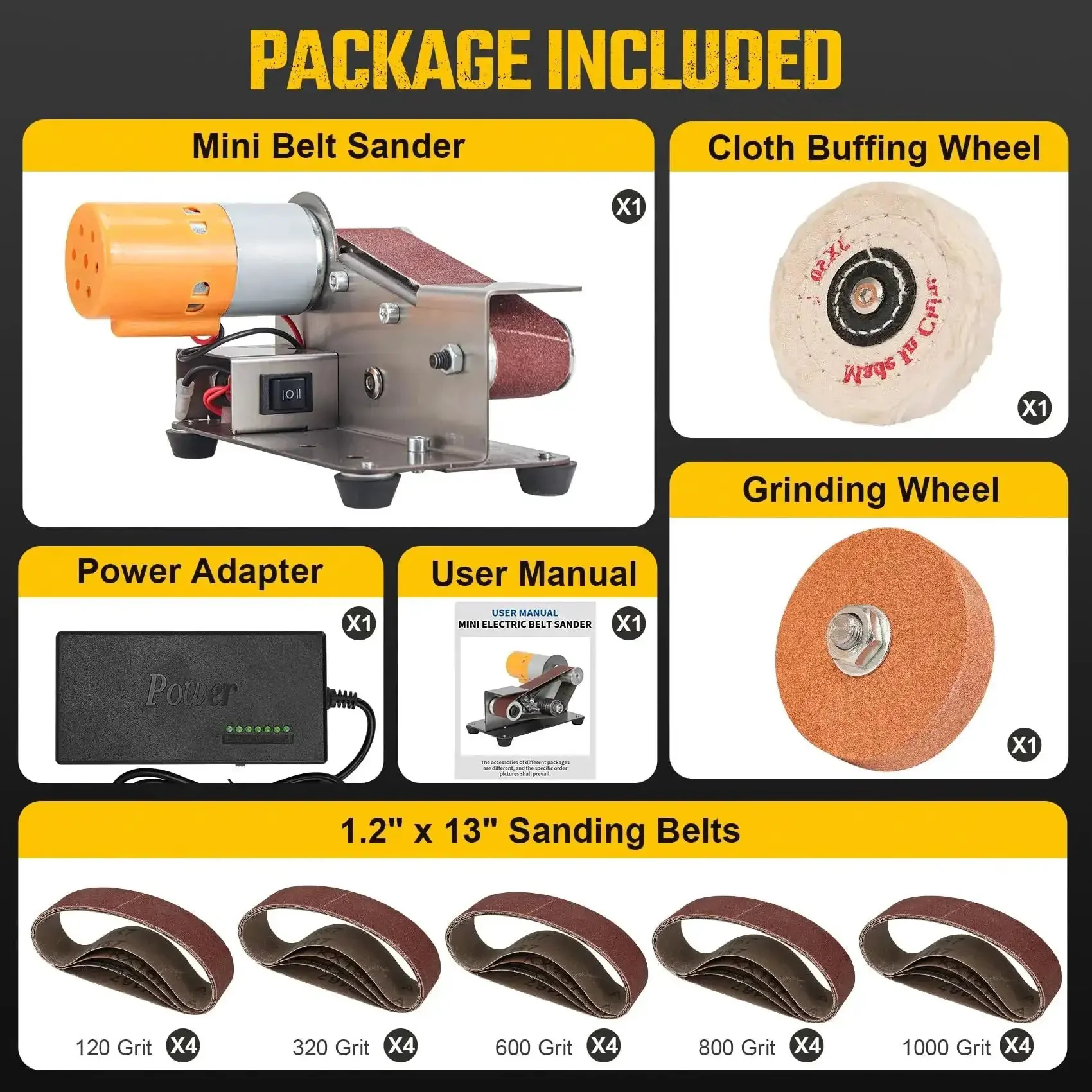 3 In 1 Mini Belt Sander With Knife Sharpener And Electric Bench Grinder For Metal And Wood DIY Handcraft Beast Mode Power Seven Speed Adjustable Polisher Includes Sanding Belts Great For Knife And Tool Sharpening For DIYers - Image 3