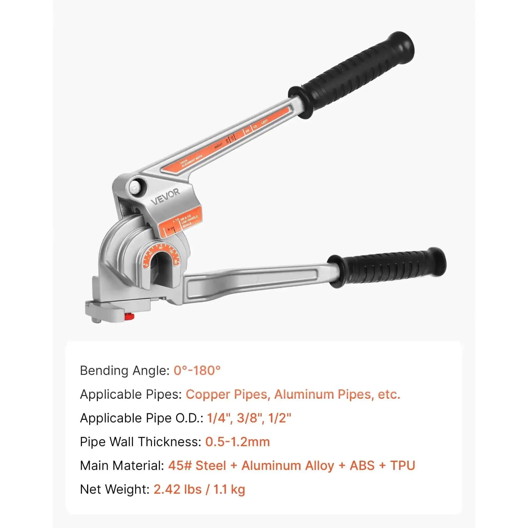 3 In 1 Tube Bender For Copper And Aluminum Pipes, Handy Manual Level Bending Tool For One Quarter, Three Eighths, And One Half Inch OD, 180 Degree Bends For HVAC And Air Conditioning - Image 4