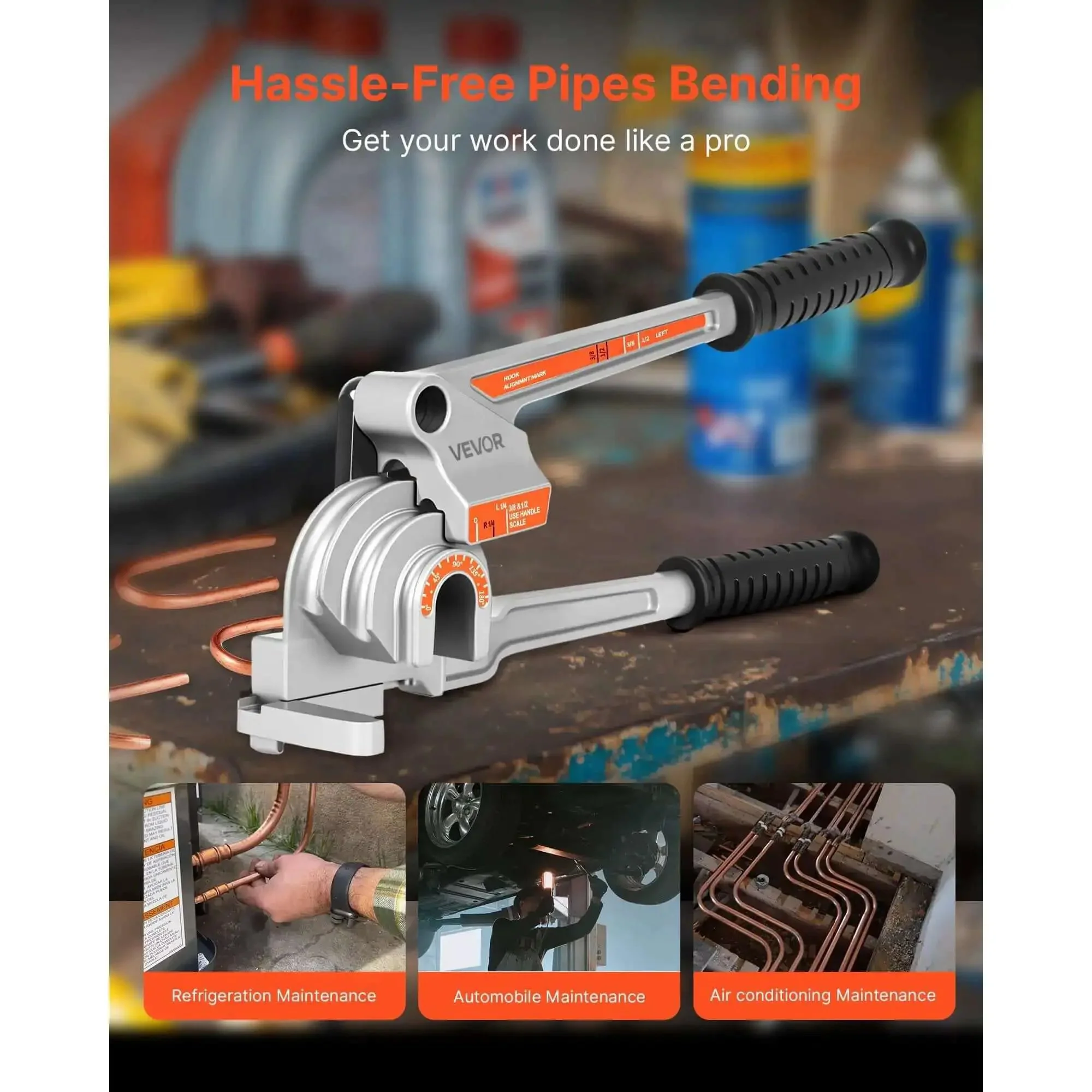 3 In 1 Tube Bender For Copper And Aluminum Pipes, Handy Manual Level Bending Tool For One Quarter, Three Eighths, And One Half Inch OD, 180 Degree Bends For HVAC And Air Conditioning - Image 9