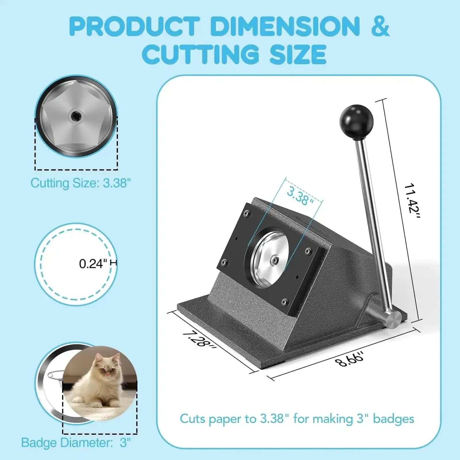 3 Inch Circle Punch For Button Making, Precision 86mm Circle Cutter, Durable Steel Blade, Everyday Craft Tool For Cutting Clean Circles Up To 1 Million Cuts, Great For DIY Buttons And Crafts - Image 6