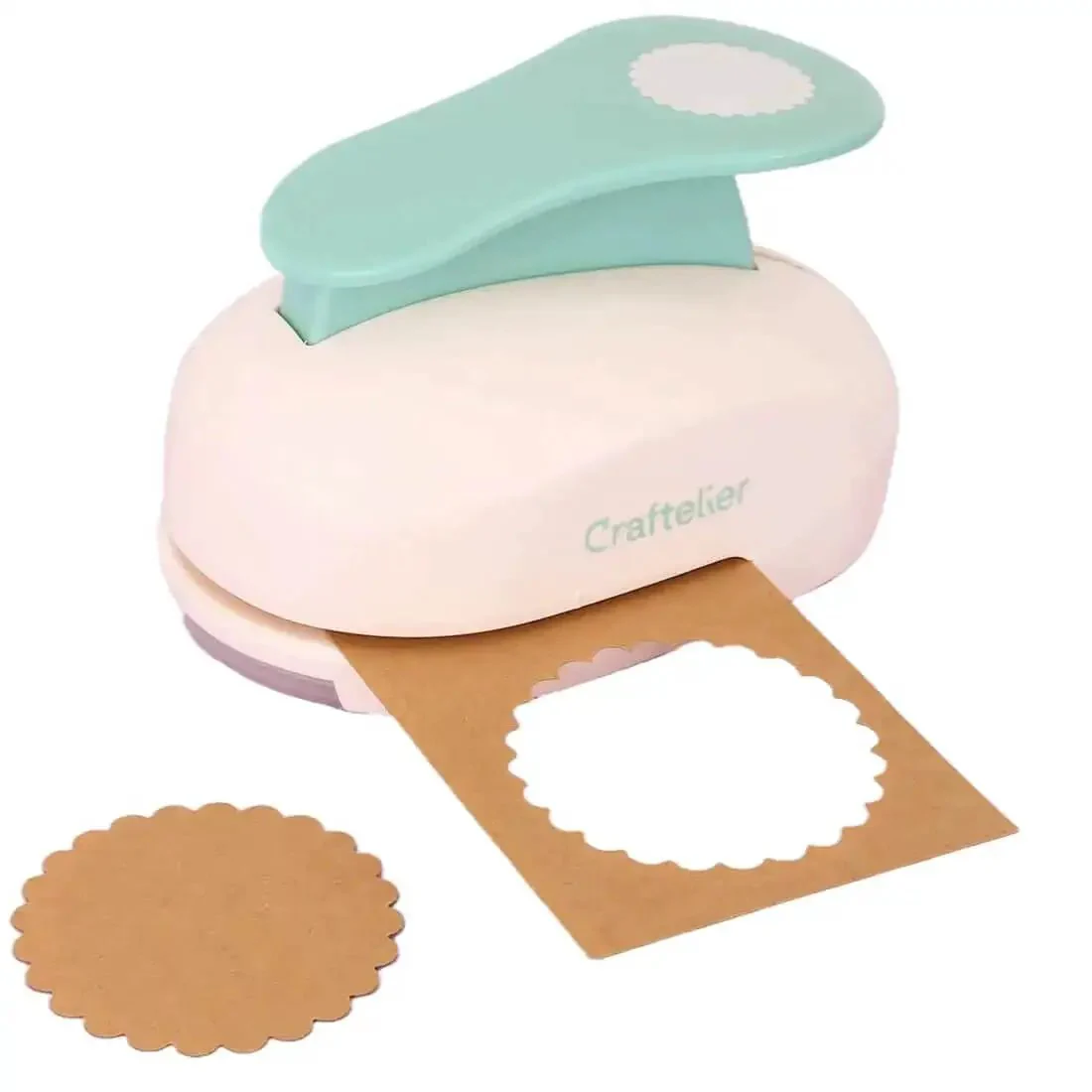3 Inch Circle Scallop Punch With Easy Lever Press For Scrapbooking, DIY Cards And Journals, Precise Circle Cutouts For Paper Crafts, Cardstock Crafting Tool, On The Go Portable Mini Hole Punch For Creative Projects