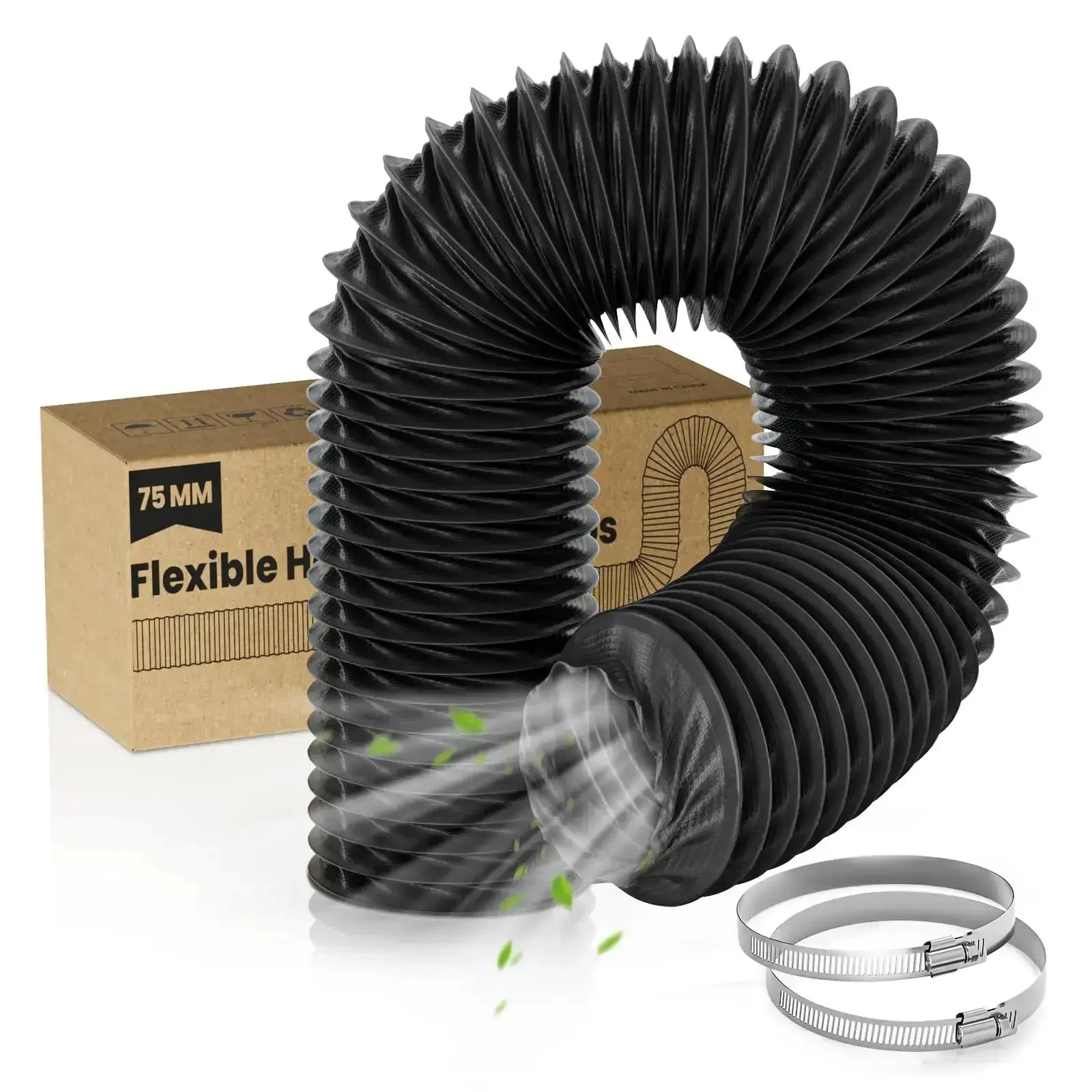 3 Inch Diesel Heater Ducting Hose, 8 Ft Flexible Nylon Exhaust Pipe For Diesel Heaters, RV Tent Truck Camping, High Heat Nylon Air Ducting, Durable Flexible Vent Pipe With Easy Clamp Install For Safe Exhaust