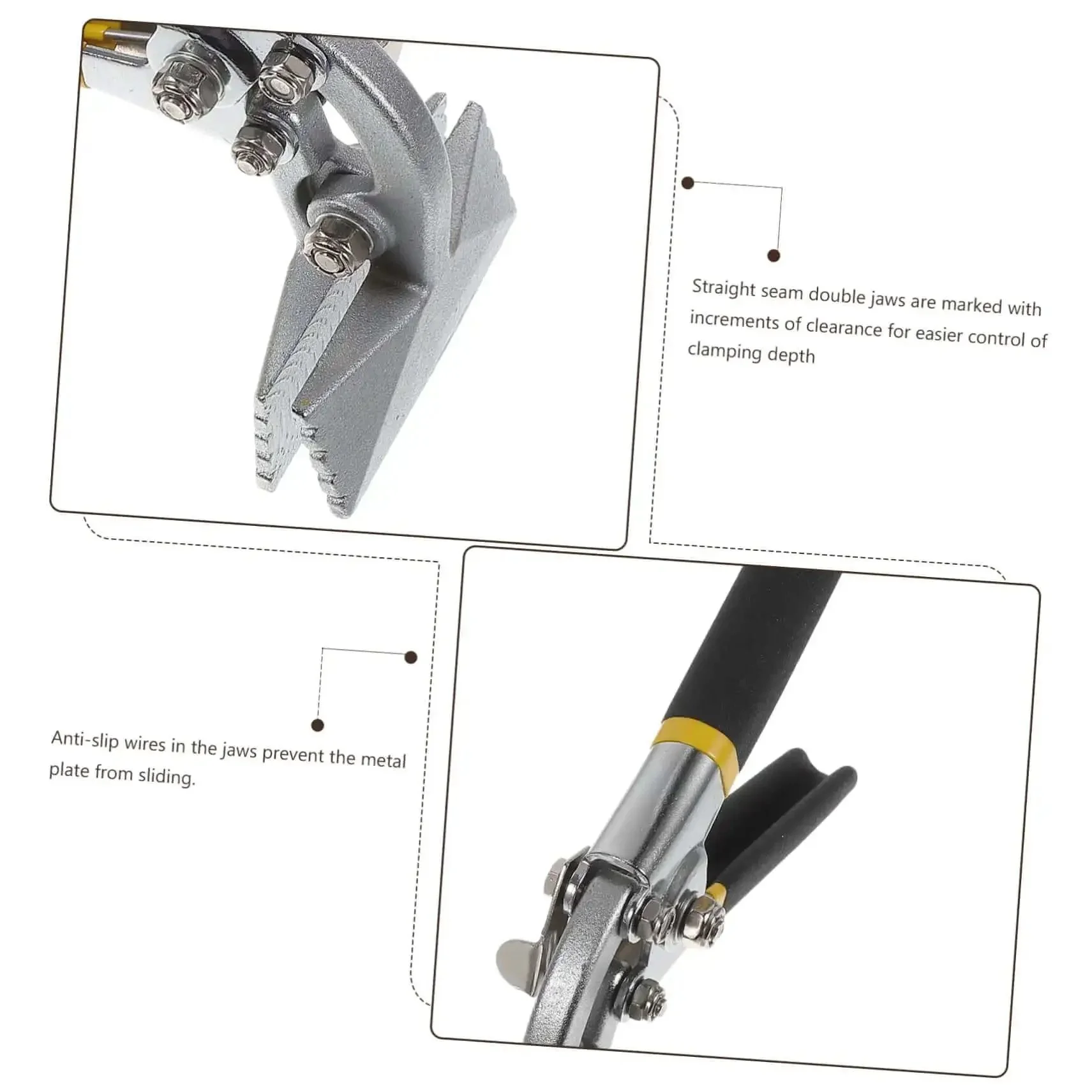 3 Inch Hand Seaming Pliers Manual Metal Bender For Bending Seams And Flattening Sheet Metal With Straight Jaw Design, Lightweight Roofing And DIY Tool, Easy Clamp Depth Control And Anti Slip Grip For Stable Precise Work - Image 9