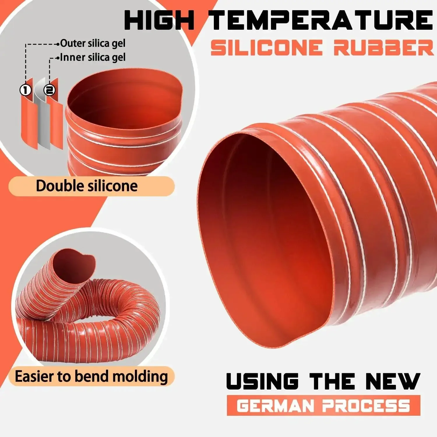 3 Inch Intake Hose For Auto Air Duct System With Double Layer Silicone Flexible Ducting High Temp Heat Resistant Vacuum Hose Red 1 Meter Length For Brake Cooling And Induction Air Intake For Your Ride - Image 8
