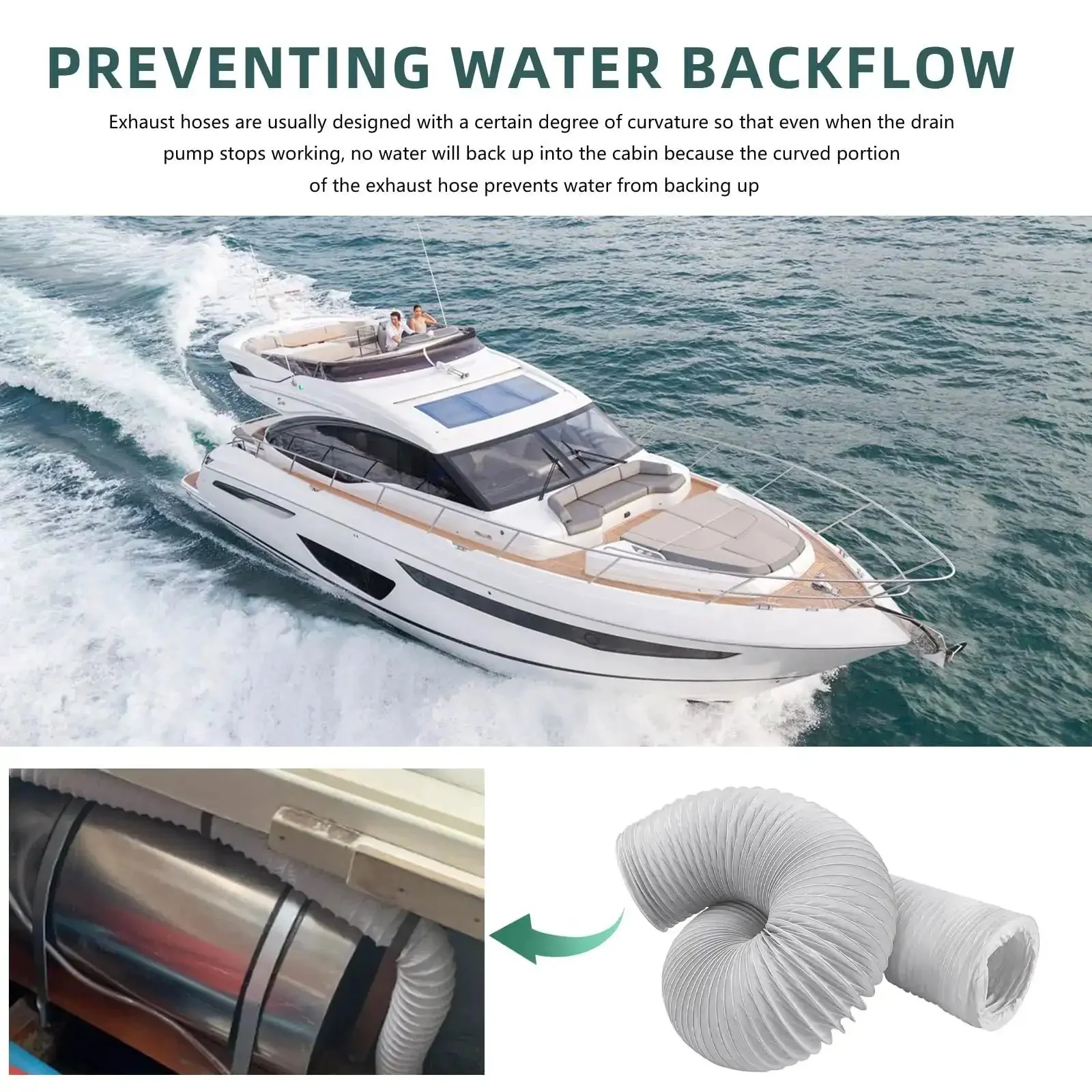 3 Inch Marine Blower Hose Replacement Kit For Boat Vent Bilge Blower Exhaust Fan 10 Feet Long Two Pieces Flexible Duct Hose Fits Marine Ventilation Systems And Bilge Heaters High Temperature Resistant - Image 3