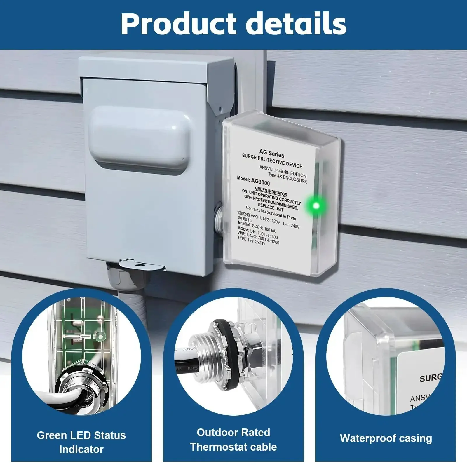 3-Mode HVAC Surge Protector For 120/240V Mini Split Systems With TPMOV Technology, Type 4X Watertight Enclosure, Lightning And Surge Guard For AC, Furnace And Other HVAC Equipment Built For The Job - Image 7
