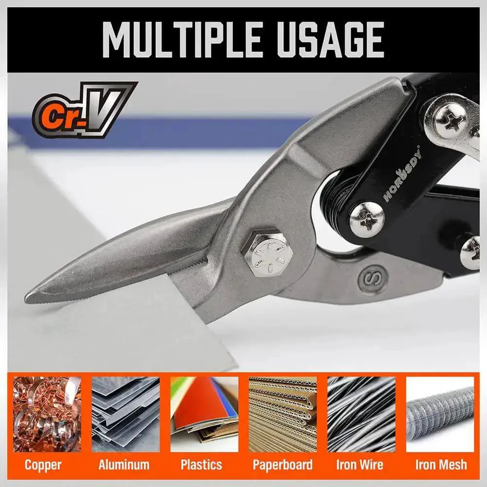 3 Pack 10 Inch Aviation Tin Snips Set For Sheet Metal Cutting, Straight Left And Right Cuts, Chrome Vanadium Steel With Heavy Duty Safety Lock And Heat Treated Jaws - Image 3