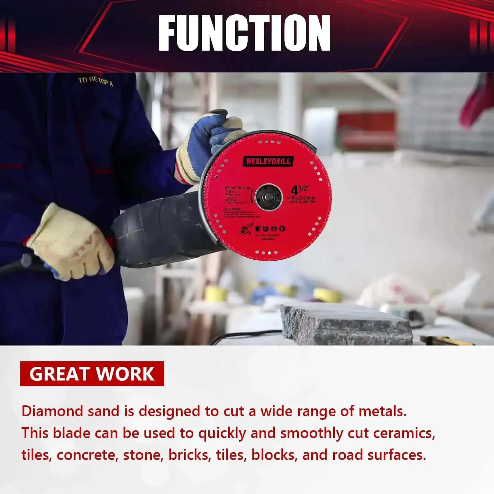 3 Pack 4.5 Inch Diamond Cutting Off Wheels Set For Seven Eighths Inch Arbor, Heavy Duty Multi Purpose Metal Cutter Discs For Angle Grinders, Steel, Iron, Sheet Metal With Max RPM 13200 - Image 4