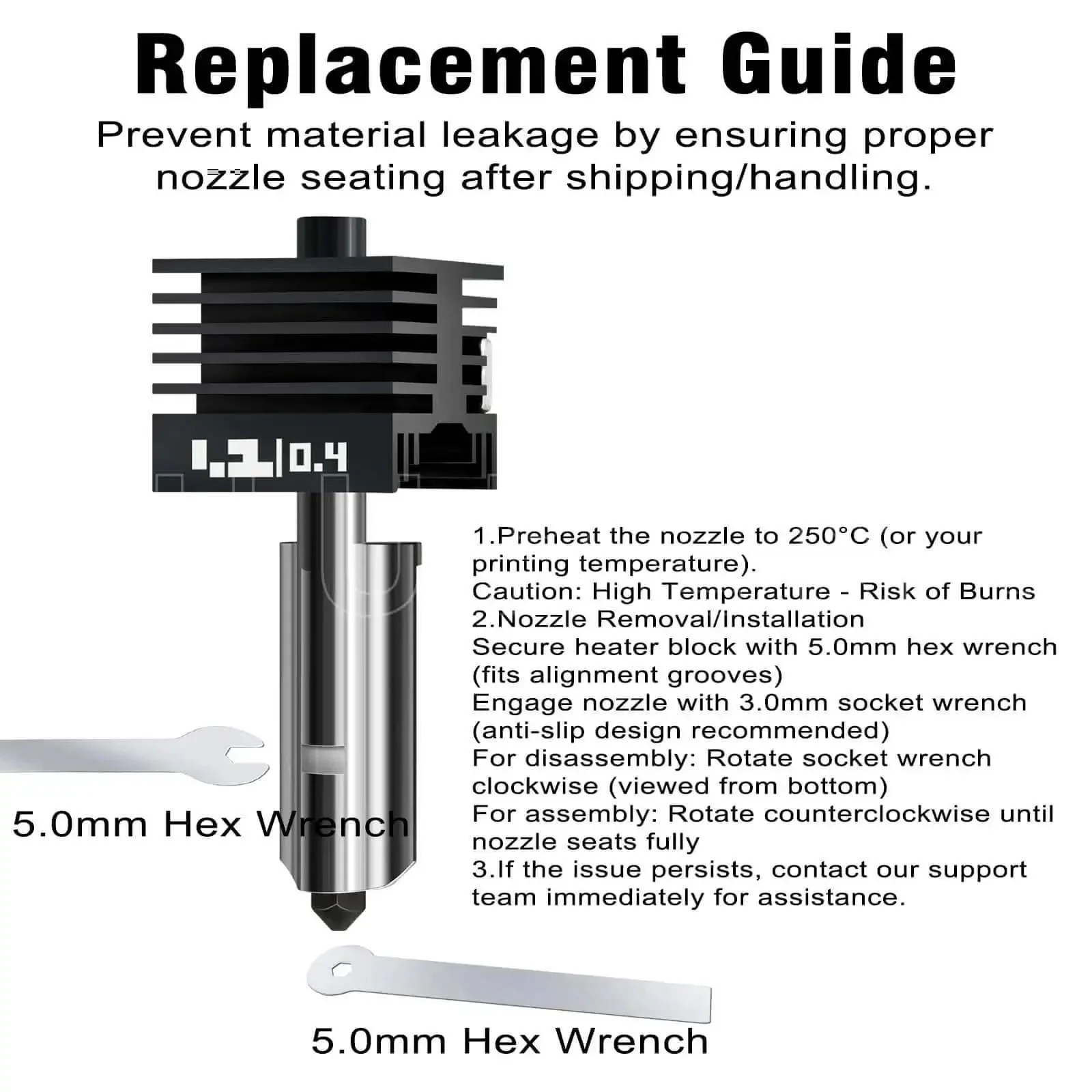 3 Pack Hotend Kit With 0.2mm 0.4mm 0.6mm Pro Grade Nozzles For P2S H2D H2S H2C Printers Anti Clogging And Leak Proof Hardened Steel Wear Resistant Nozzle Upgrade For P2S Extruder - Image 5