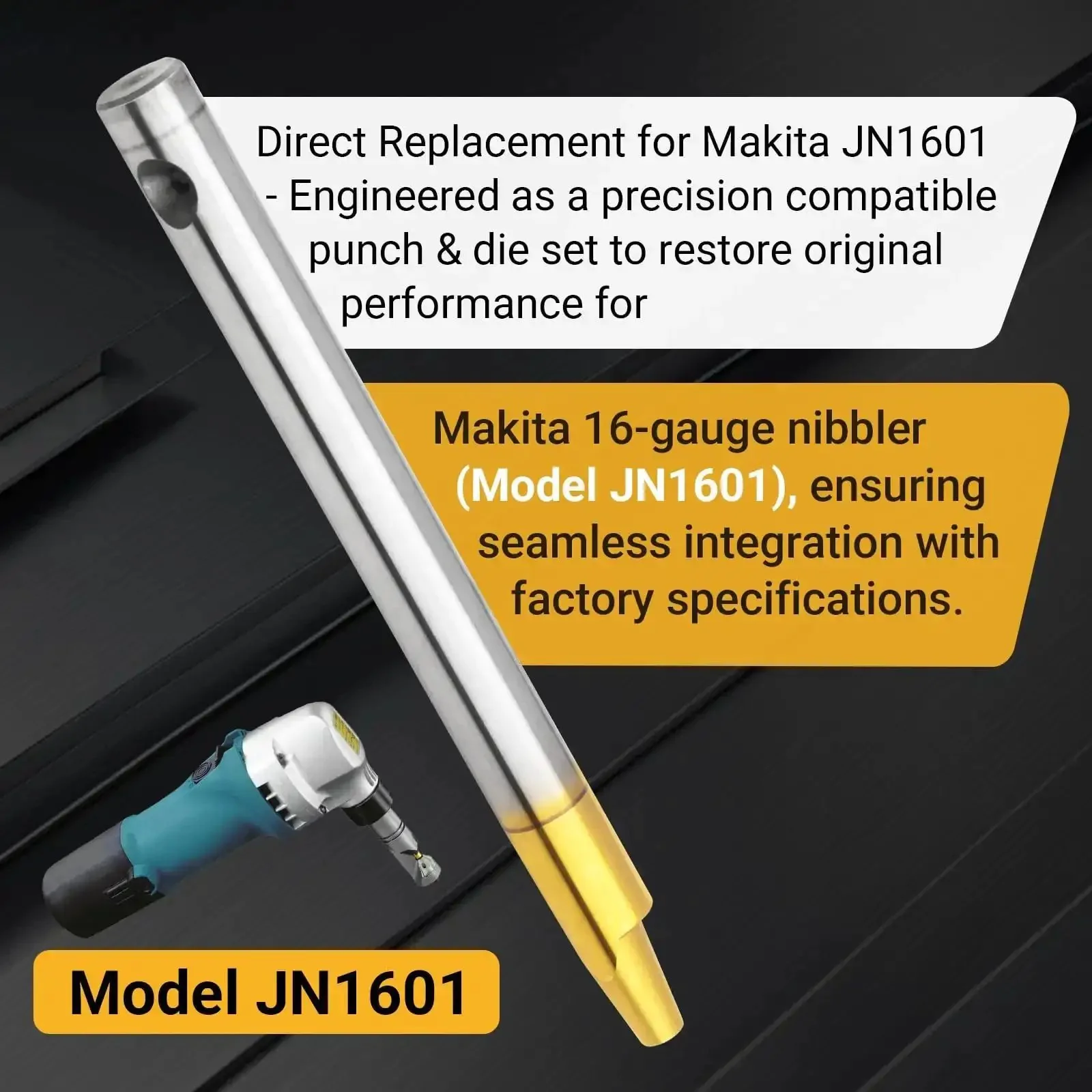 3 Pc Direct Replacement Punch And Die Set For JN1601 Nibbler Pro Grade Blades Kit For Sixteen Gauge Sheet Metal Heavy Duty Steel Construction Easy Fit Replaces A83951 Parts - Image 5