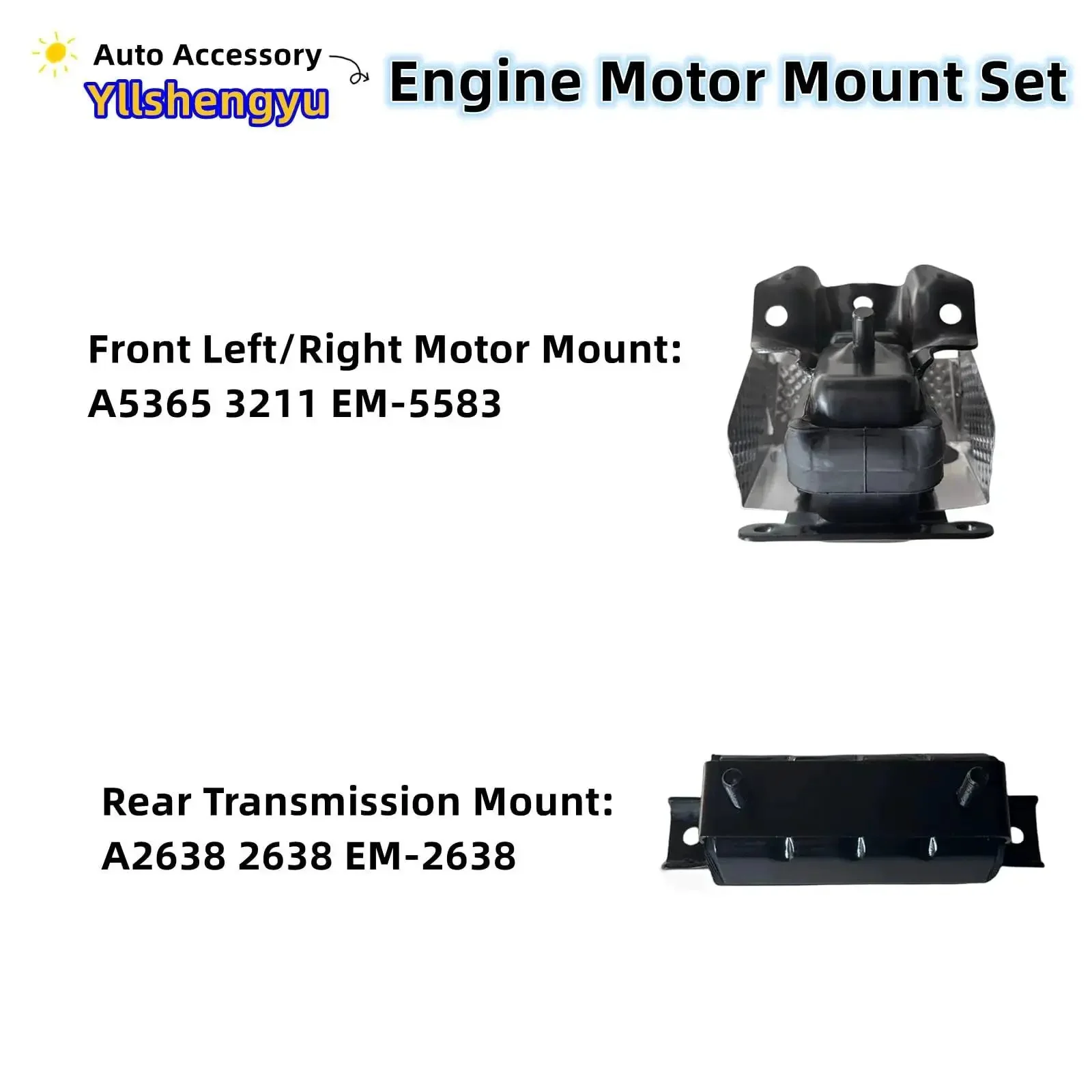 3 Piece Engine Mount Kit For Trucks And SUVs Fits Silverado 1500 Tahoe Suburban 2500 Avalanche Sierra 1500 Yukon Escalade ESV Replaces A5365 A2638 3211 EM5583 EM2638 Beefed Up Engine And Transmission Mounts For AWD And 4WD - Image 2