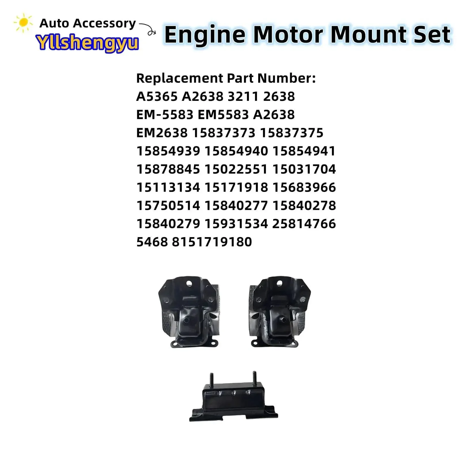 3 Piece Engine Mount Kit For Trucks And SUVs Fits Silverado 1500 Tahoe Suburban 2500 Avalanche Sierra 1500 Yukon Escalade ESV Replaces A5365 A2638 3211 EM5583 EM2638 Beefed Up Engine And Transmission Mounts For AWD And 4WD - Image 3