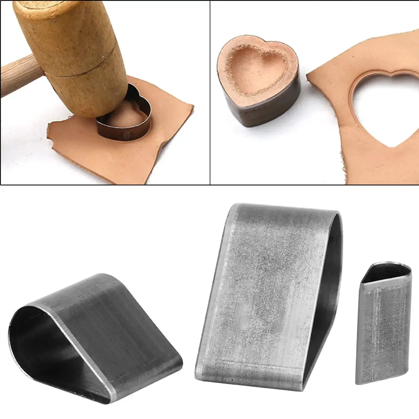 3 Piece Leather Craft Cutting Tool Set With Hollow Steel Punches For Heart Shape Drop Shape And Pentagram Cutting Molds Ideal For Leather Tags And Embellishments A Solid DIY Punch Kit For Precise Killer Designs - Image 5