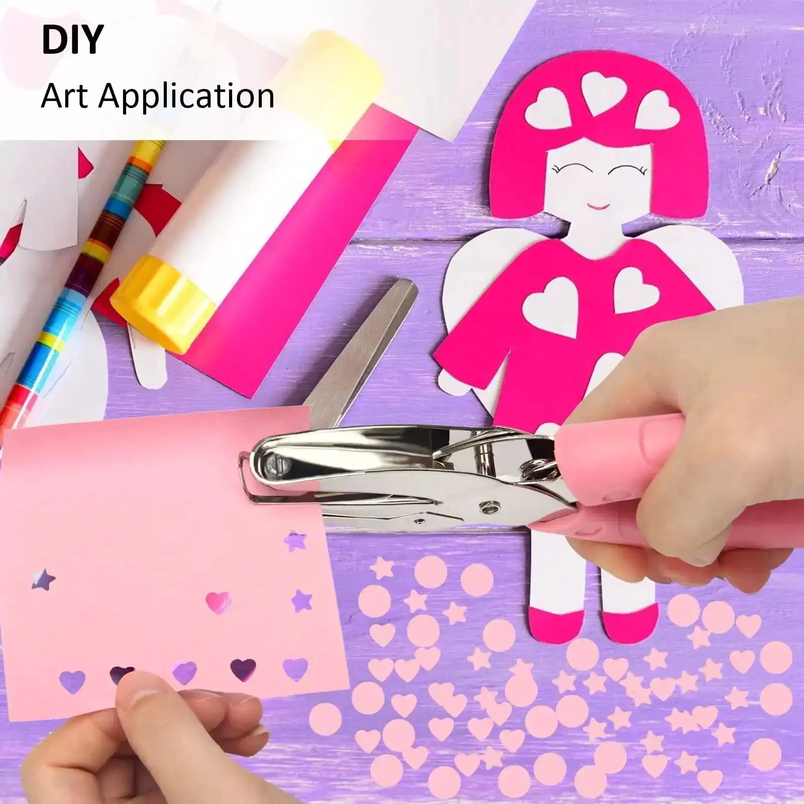 3 Piece Metal Handheld Paper Punch Set With Circle Star Heart Shapes, Durable Non Slip Grip DIY Craft Hole Punches For Scrapbooking Card Making Gift Tags Party Decor And Creative Projects - Image 4