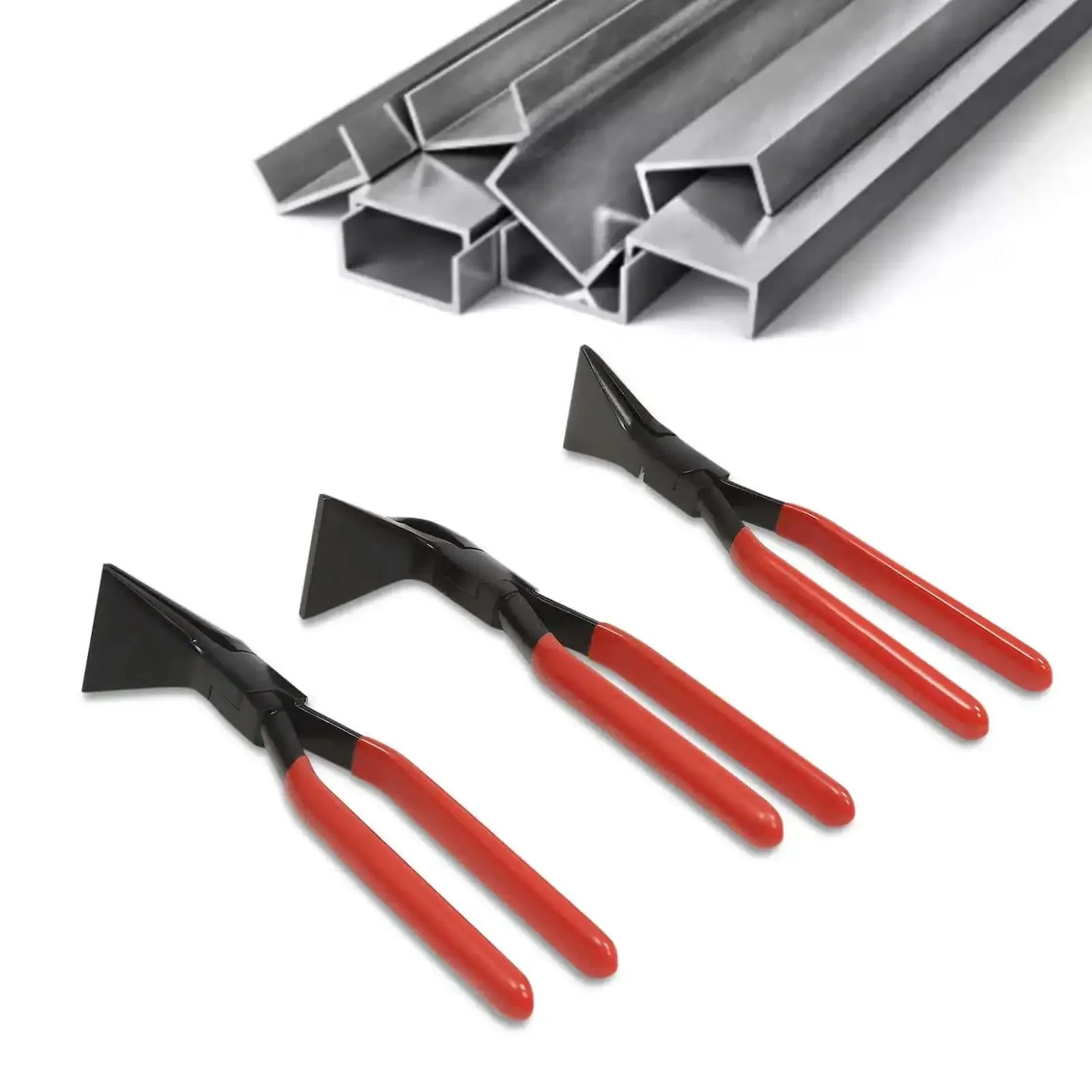 3 Piece Sheet Metal Bending Pliers Set With Straight, 45 Degree, And 90 Degree Jaws For Auto Repair, Roofing, HVAC Duct Fabrication, Pro Grade Hand Seamers For Thin Gauge Metal And Flat Aluminum